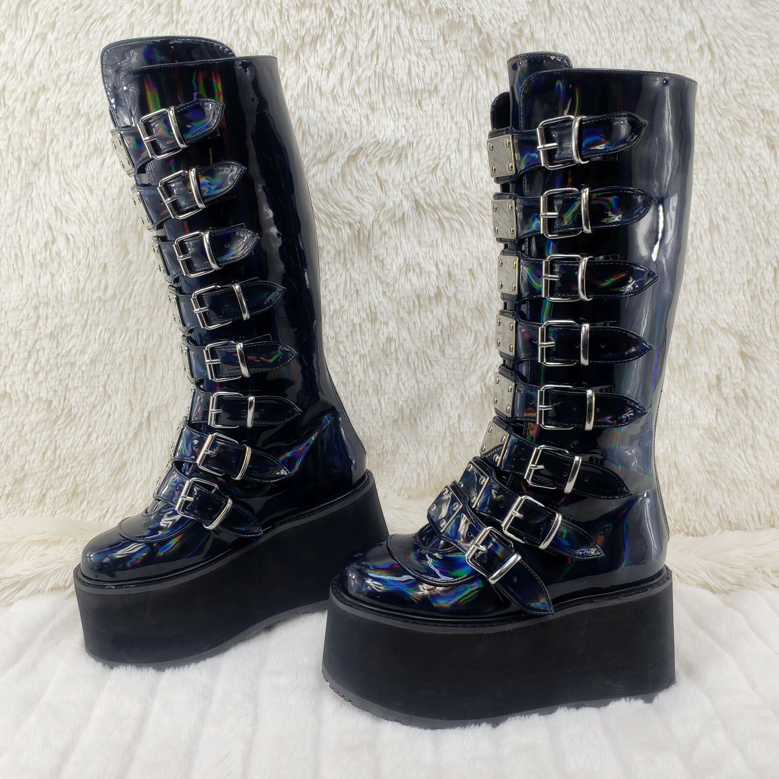 Other DEMONIA Damned 318 Multi Strap Goth Punk 3.5" Platform Boot Size US 7 / IT 37 - 2 Thumbnail
