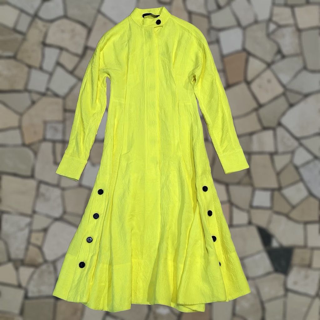 Proenza Schouler Proenza Schouler Crushed Matte Neon Yellow Satin Midi Dress Women’s 0 Size XS / US 0-2 / IT 36-38 - 1 Thumbnail