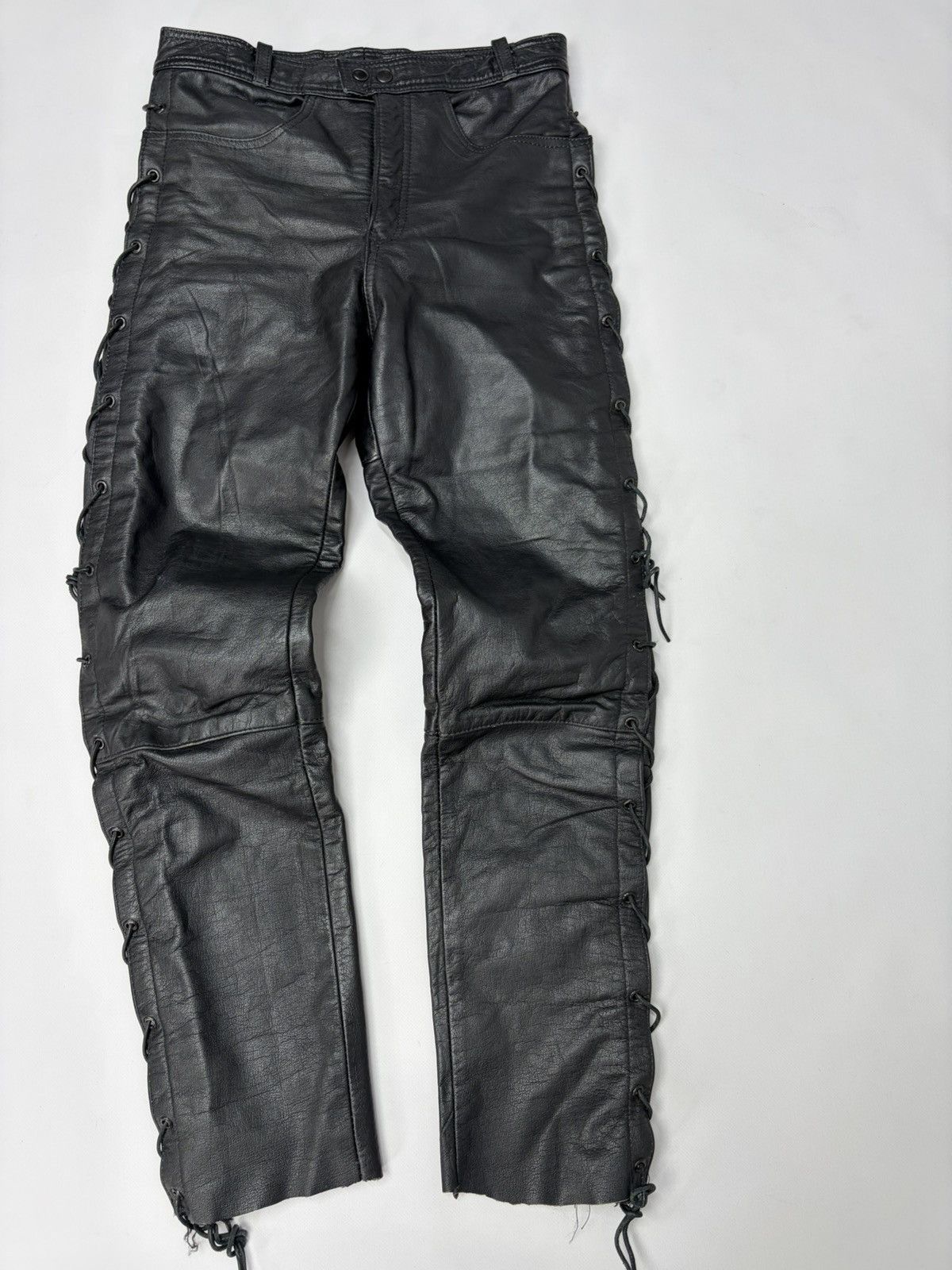 Hedi Slimane 🔥 Vintage Leather Pants 00s Italian Rock Noir Archive Grunge Size US 29 - 8 Thumbnail