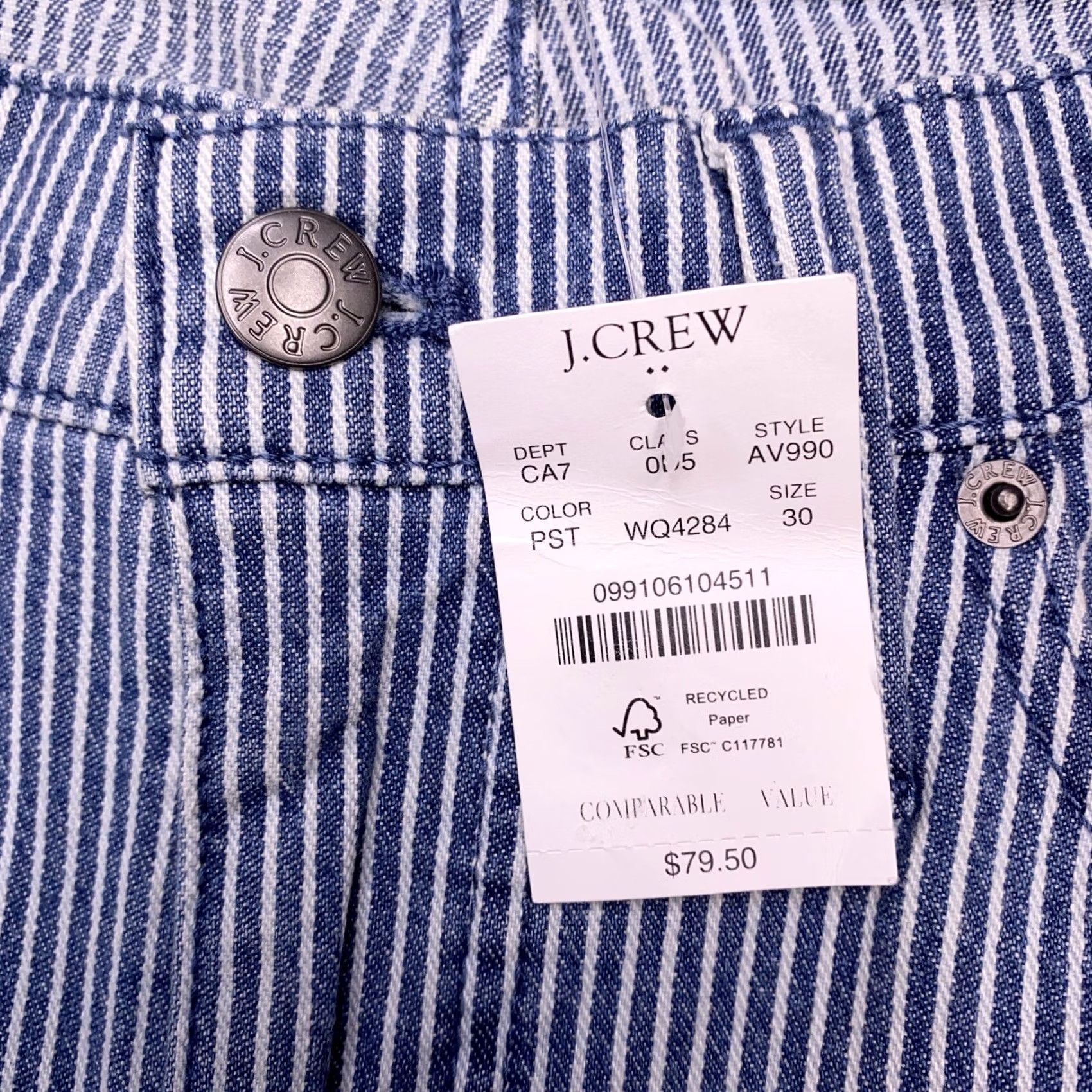 J.Crew J.CREW Jeans Womens 30 High Rise Crop Flare Striped Stretch Denim Blue 5-Pocket Modern Light Wash NWT Size 30" / US 8 / IT 44 - 6 Thumbnail