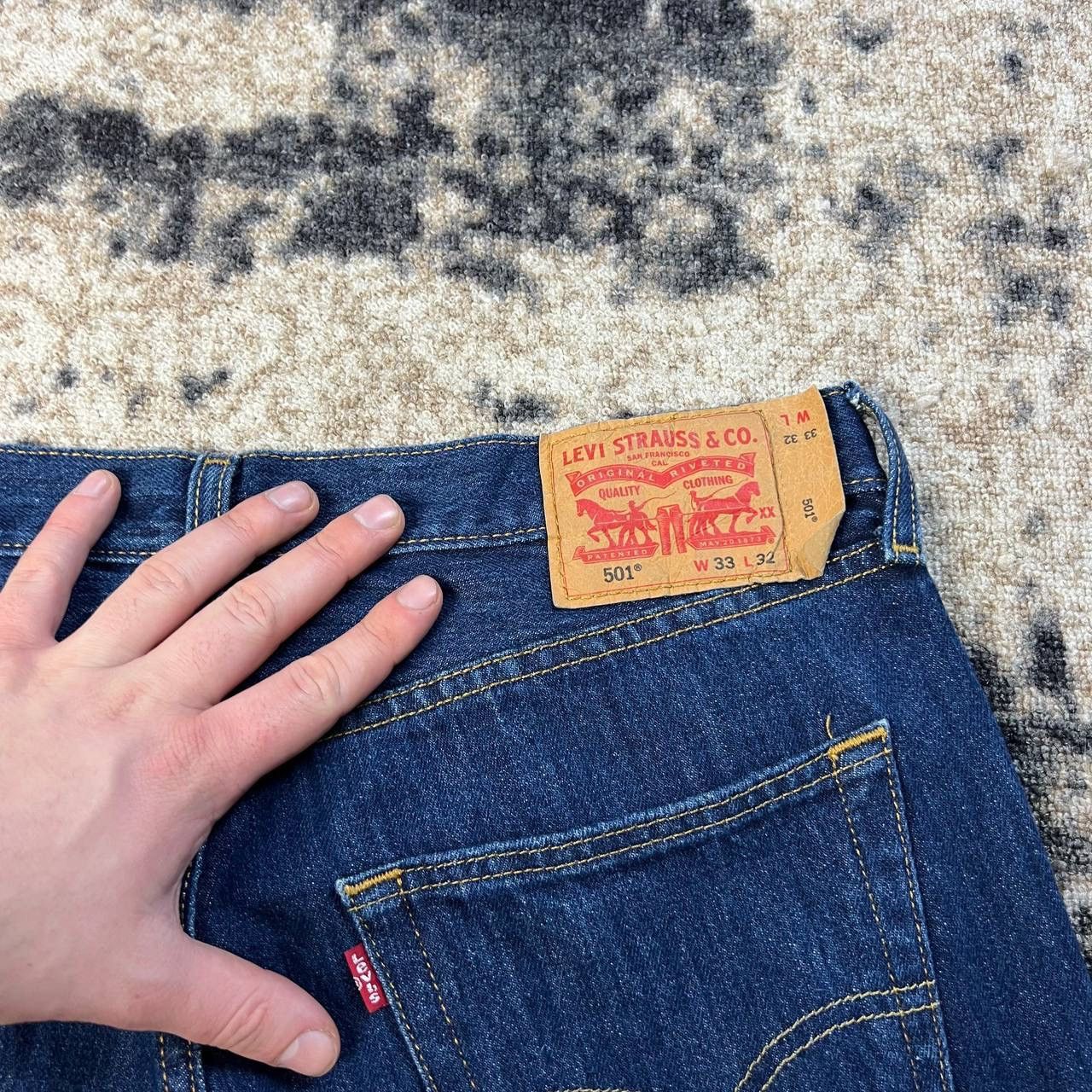 Levi's 501 Levis Vintage Y2K Deep Blue Denim Jeans Streetwear Style Size US 33 - 5 Thumbnail