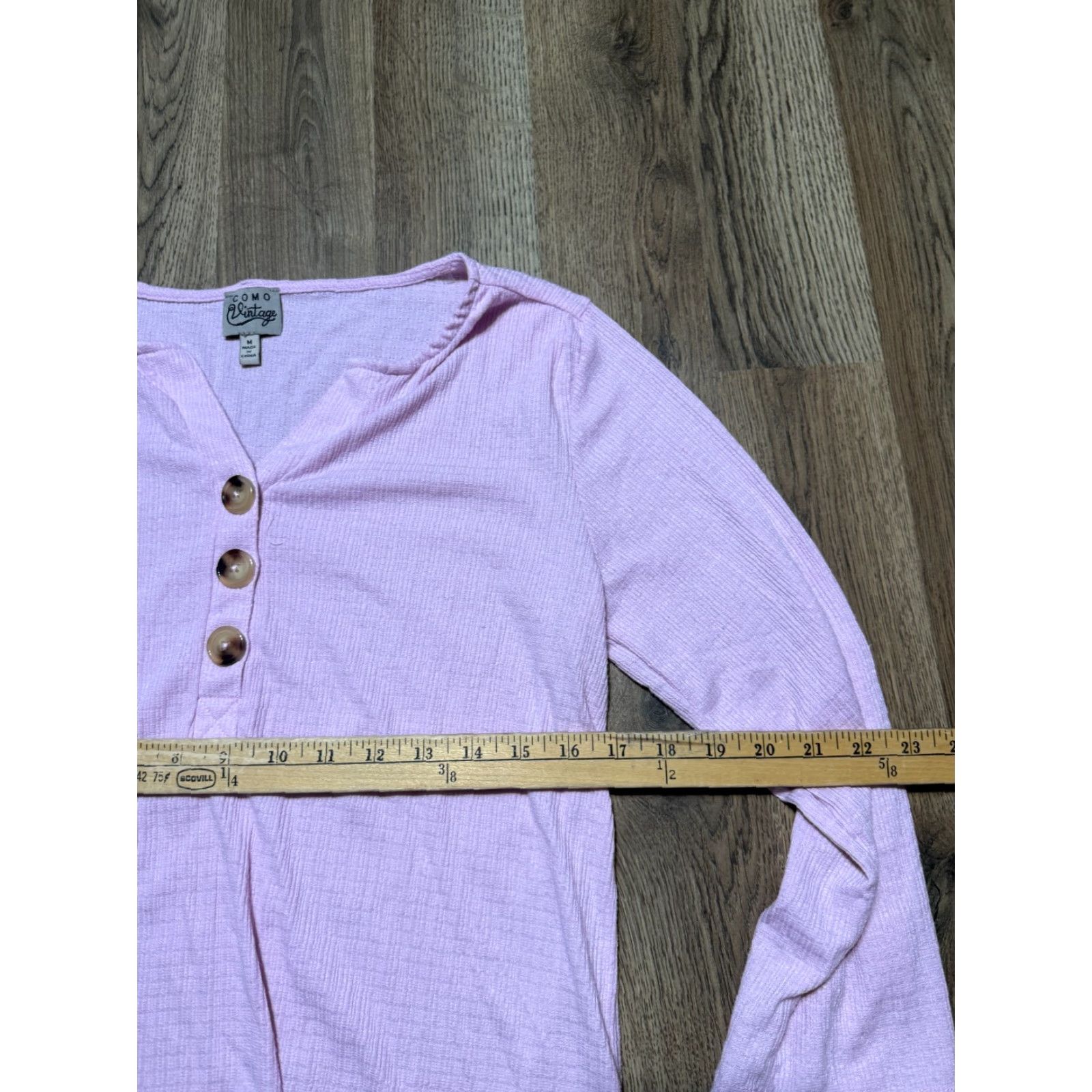 Pinko Como Shirt Women's Medium Pink Long Sleeve V-Neck Quarter Buttons Modern Basic Size M / US 6-8 / IT 42-44 - 6 Thumbnail