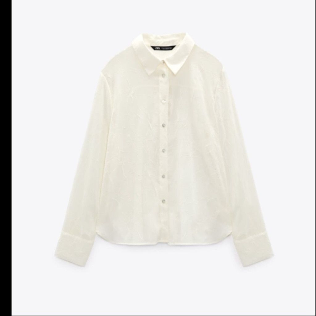 Zara 🤍 WRINKLED LOOK SHIRT Size L / US 10 / IT 46 - 1 Thumbnail