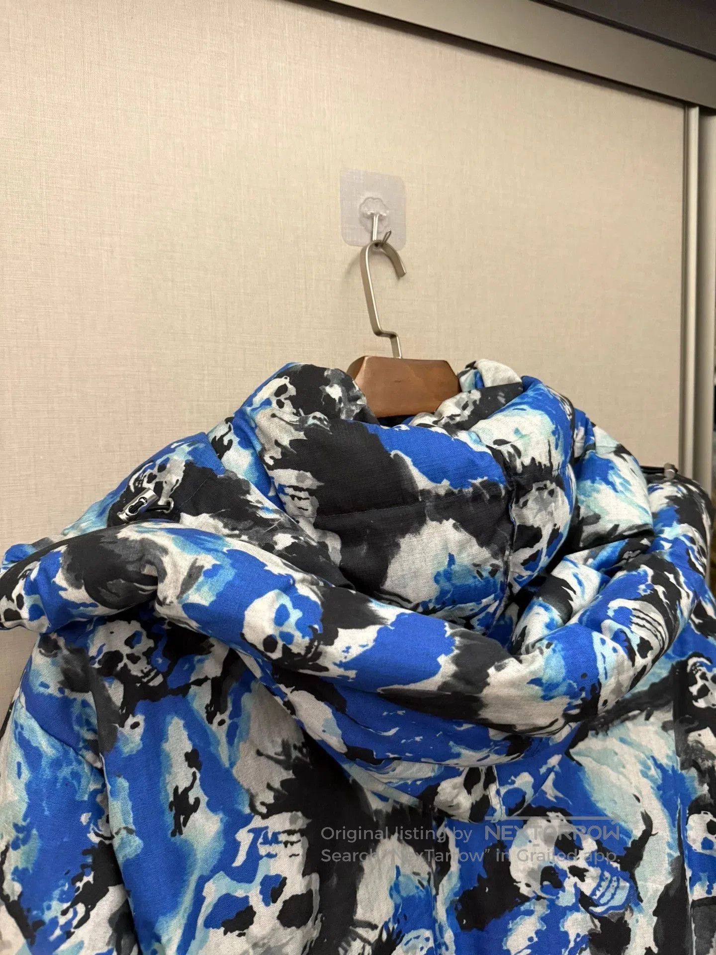 ERL Blue Skull Print Puffer Jacket Size L. Size US L / EU 52-54 / 3 - 4 Thumbnail