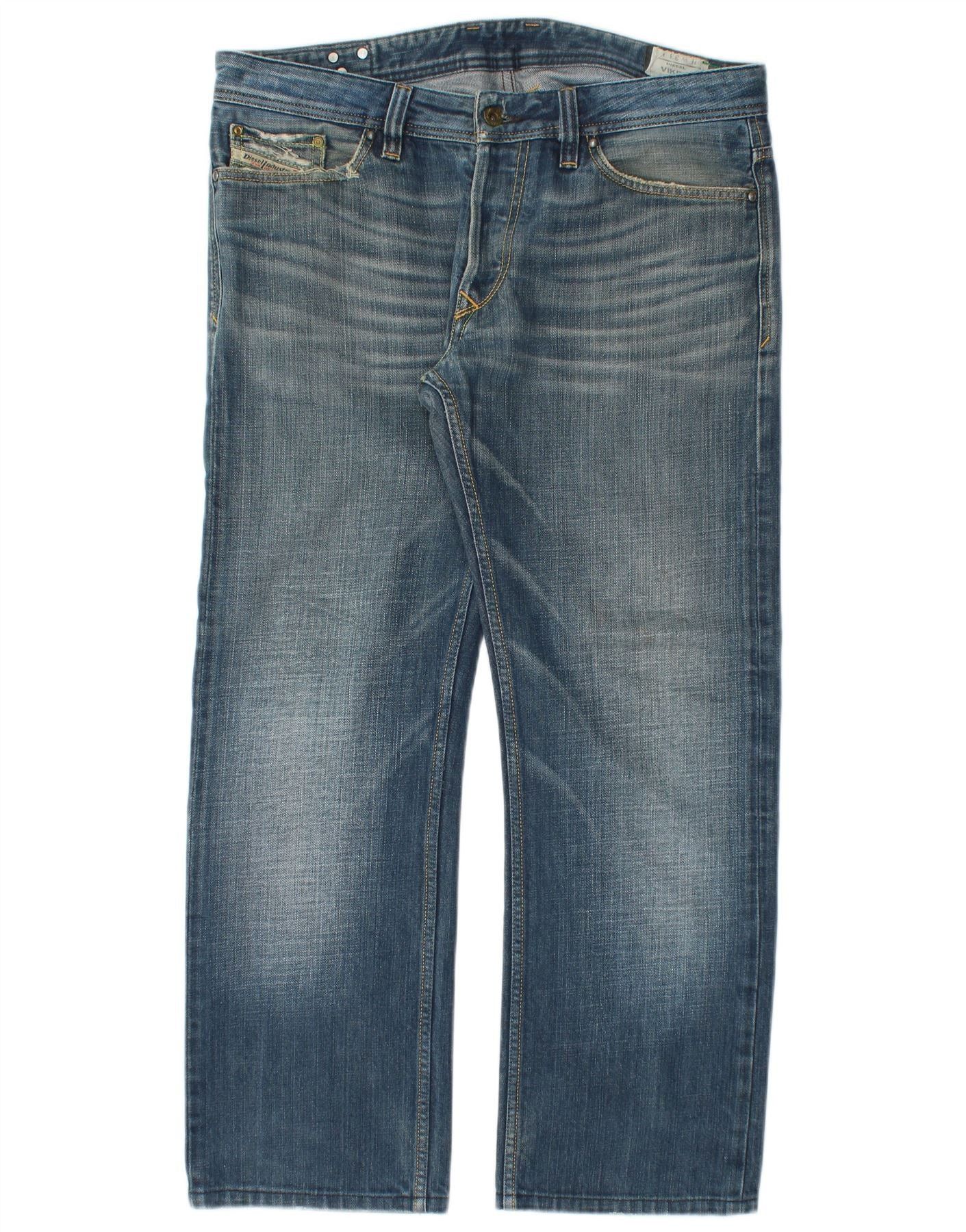 Diesel Mens Straight Jeans W33 L28 Blue Cotton Size US 33 - 1 Thumbnail