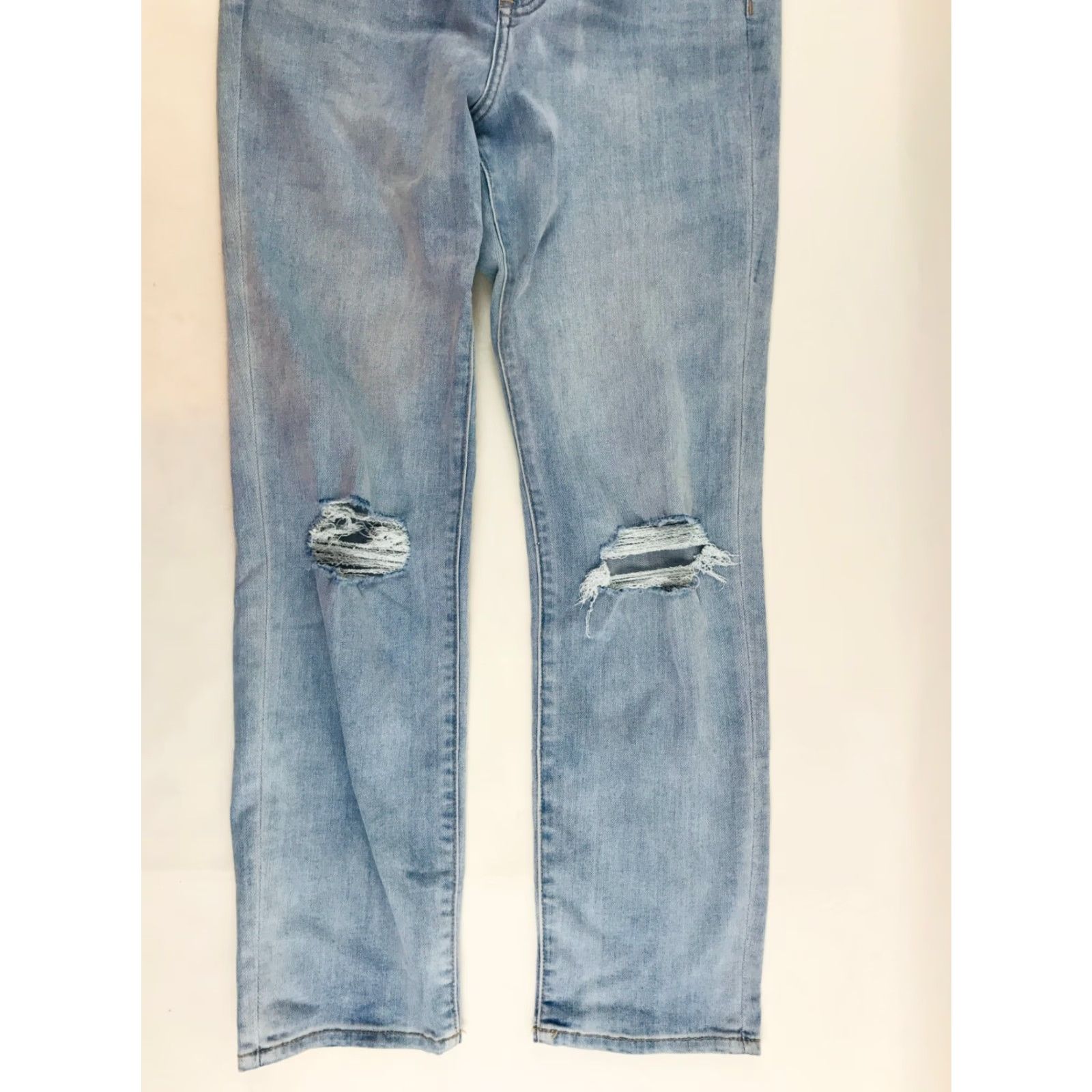 Express Express Jeans Women's 8R Blue Denim Slim Super High Rise Distressed Size 30" / US 8 / IT 44 - 3 Thumbnail