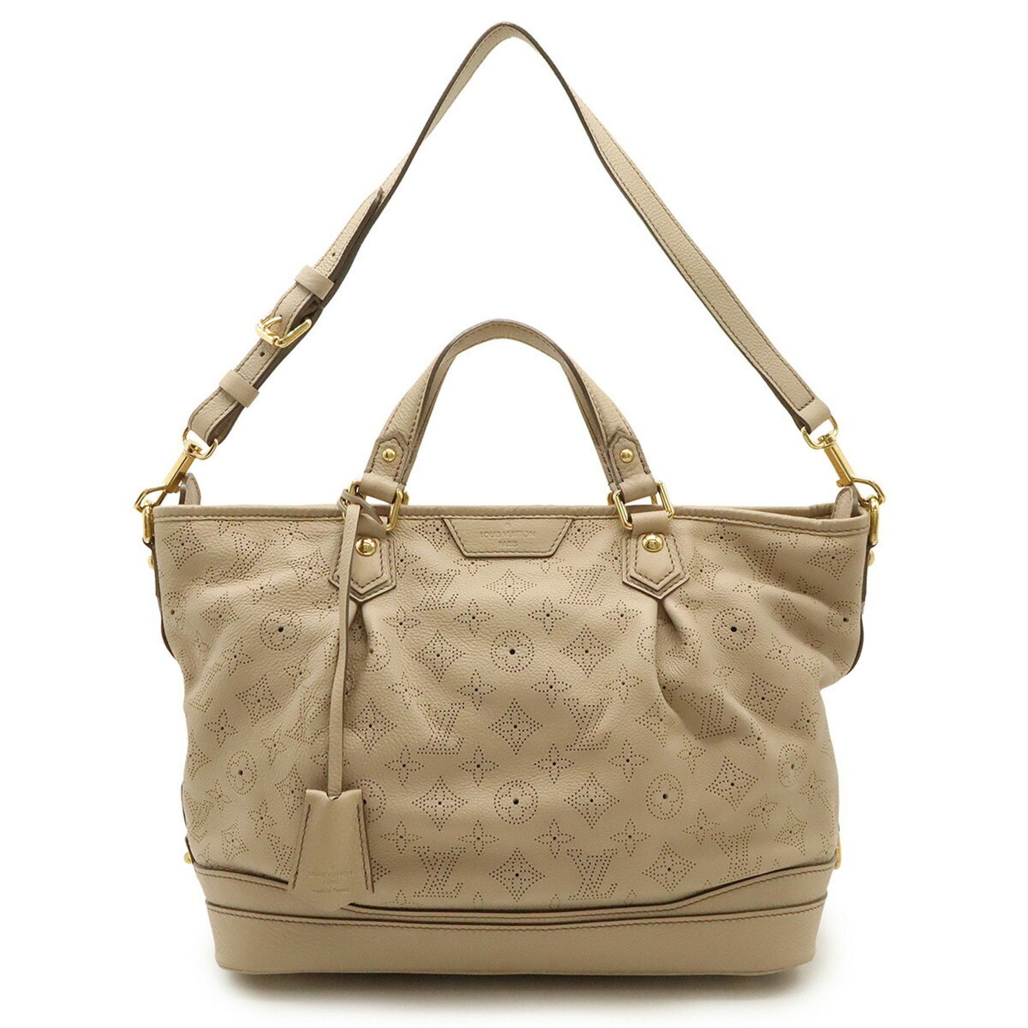 Louis Vuitton Monogram Mahina Stella Pm Shoulder Bag Tote Calf Leather Sable Beige M93982, Women's