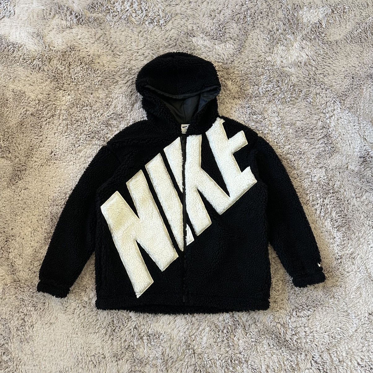 Nike Nike Big Logo Sherpa Fleece Zip Up Hooded Sweatshirt Size S / US 4 / IT 40 - 1 Thumbnail