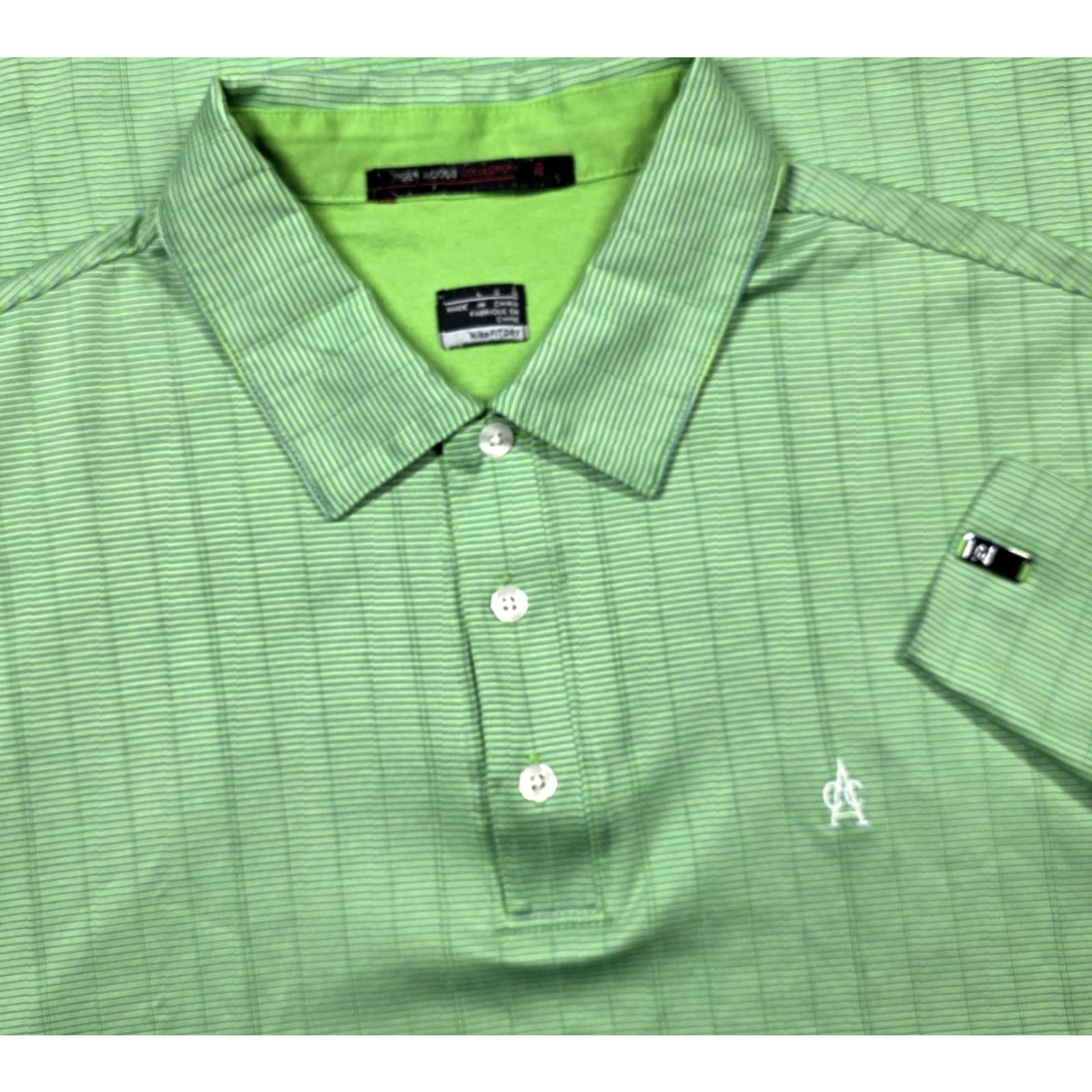 Nike VINTAGE Nike Tiger Woods Collection Fit Dry Men Polo Green Short Sleeve Golf Sz L Size US L / EU 52-54 / 3 - 2 Thumbnail
