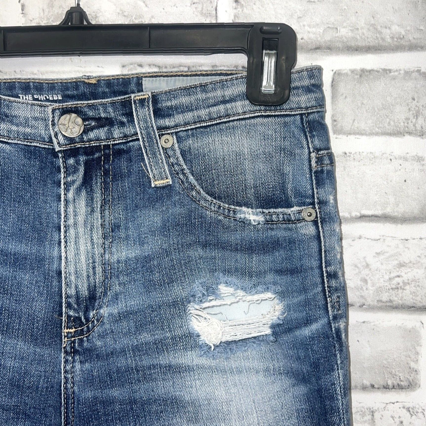 Vintage VINTAGE AG Adriano Goldschmied The PHOEBE Blue Distressed Skinny Jeans Women Size 25R 28-Inch Inseam Size 42" / US 20 - 2 Thumbnail
