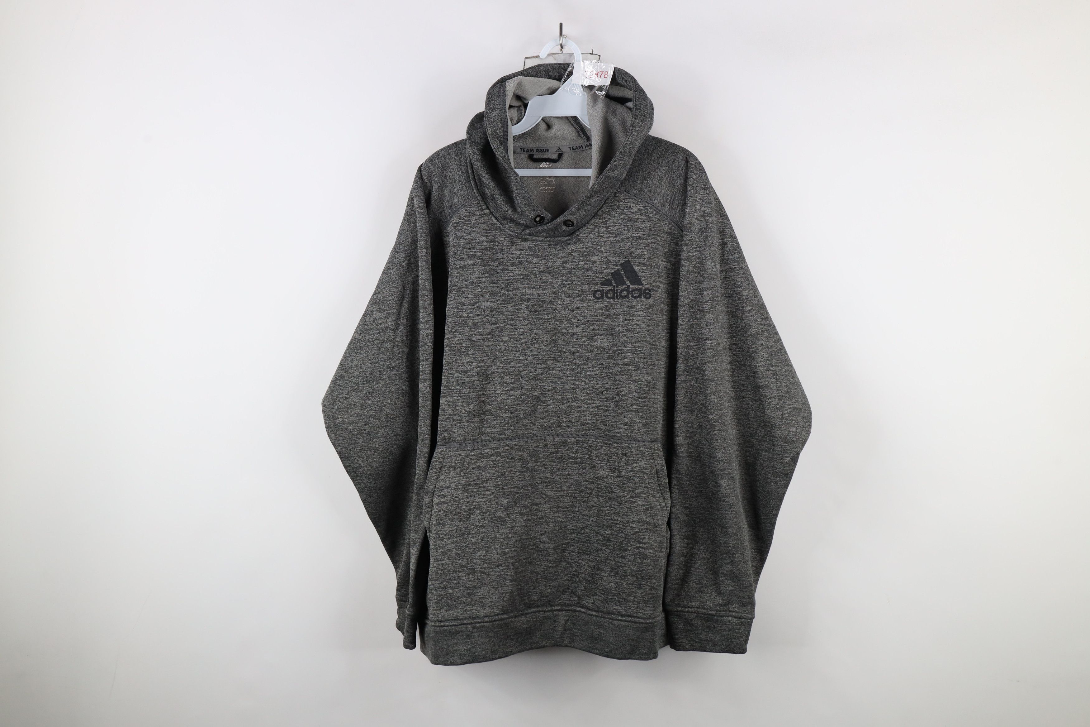 Adidas × Vintage Y2K Adidas Spell Out Fleece Lined Hoodie Sweatshirt Gray Size US XXL / EU 58 / 5 - 1 Thumbnail