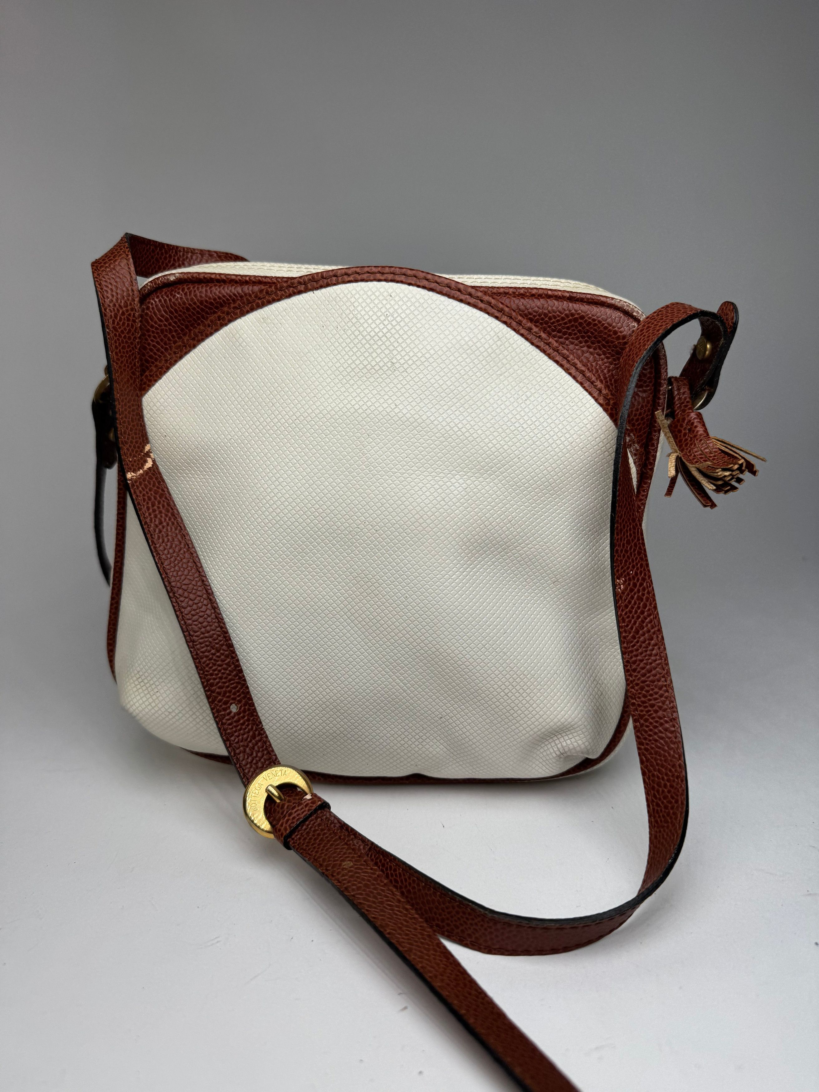Vintage Leather Bag White brown