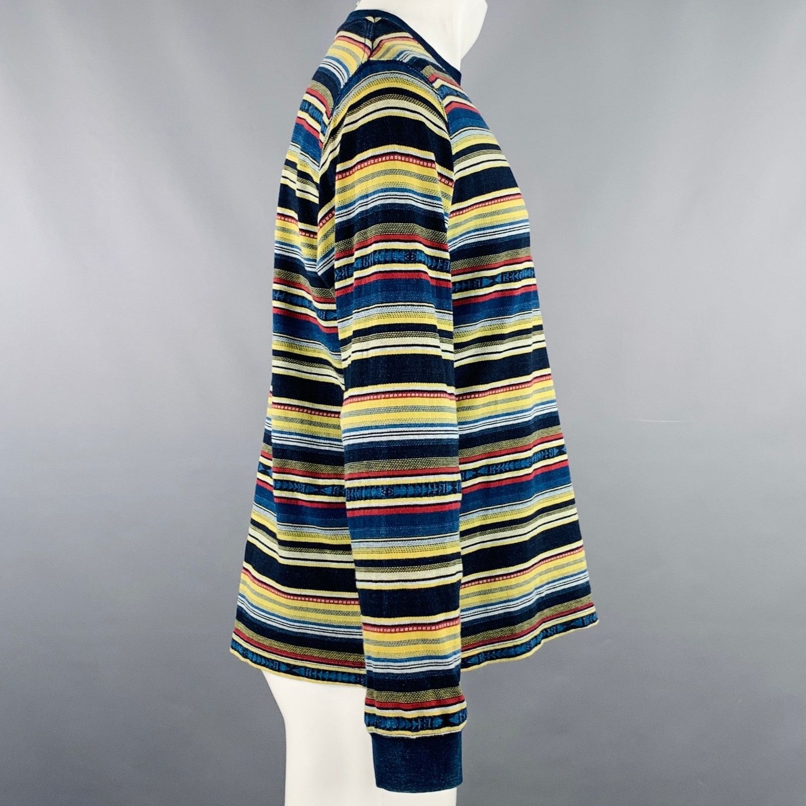 Beams Plus M Black Multi Color Stripe Cotton Crew Neck Pullover Size US M / EU 48-50 / 2 - 3 Thumbnail