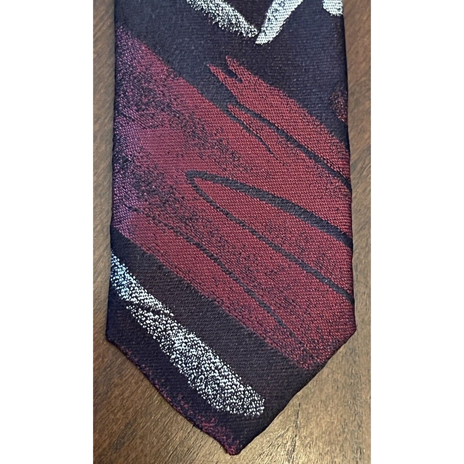 Pierre Cardin Pierre Cardin Burgundy Black Gray 100% Silk Made In China Size ONE SIZE - 6 Thumbnail