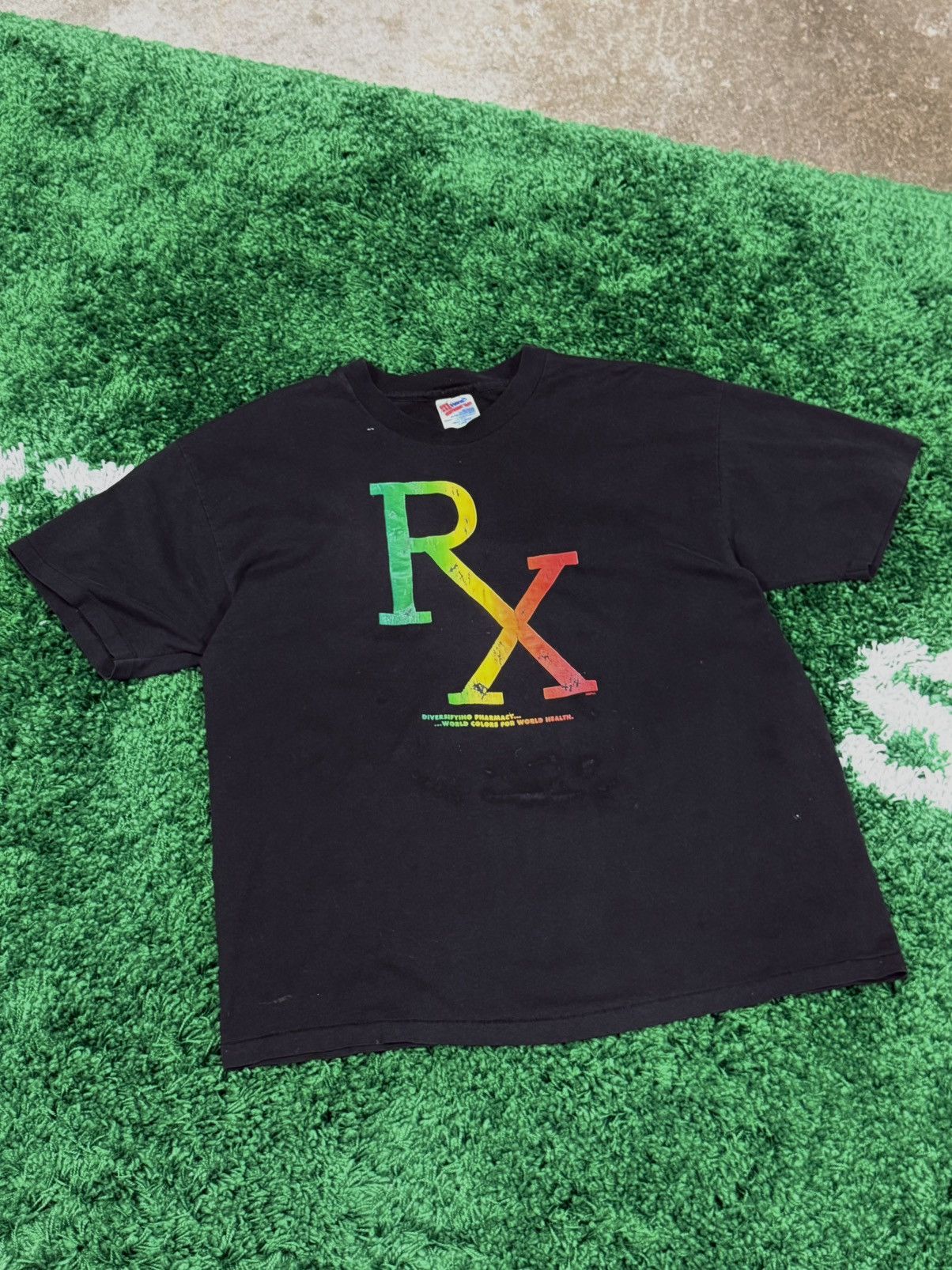 Hanes Vintage Hanes RX Drugs Weed Heavyweight Black Tee XL Size US XL / EU 56 / 4 - 1 Thumbnail
