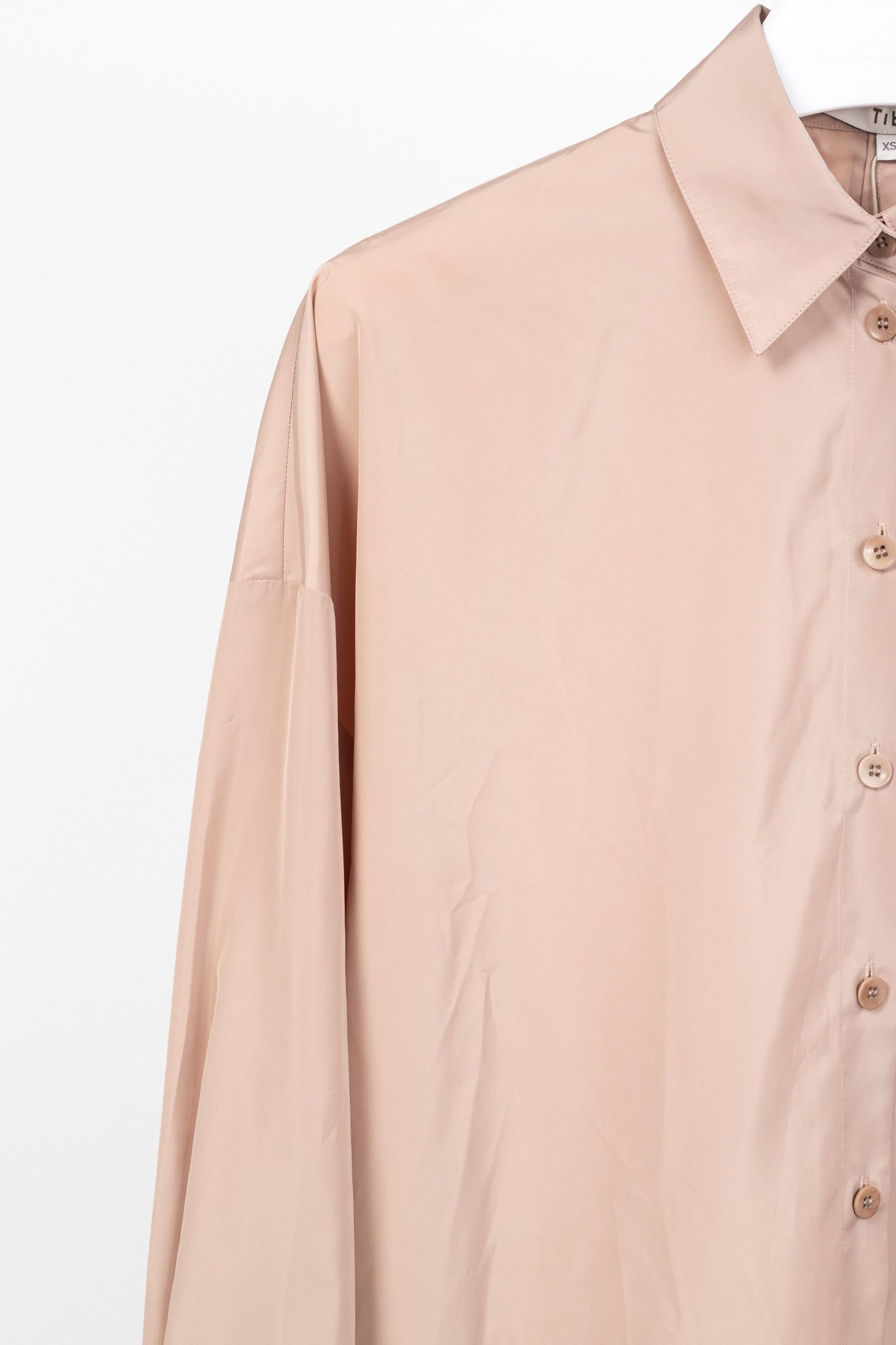 Tibi Tibi Toffee Italian Sporty Nylon Cocoon-Back Buttoned Shirt Size XS / US 0-2 / IT 36-38 - 5 Thumbnail