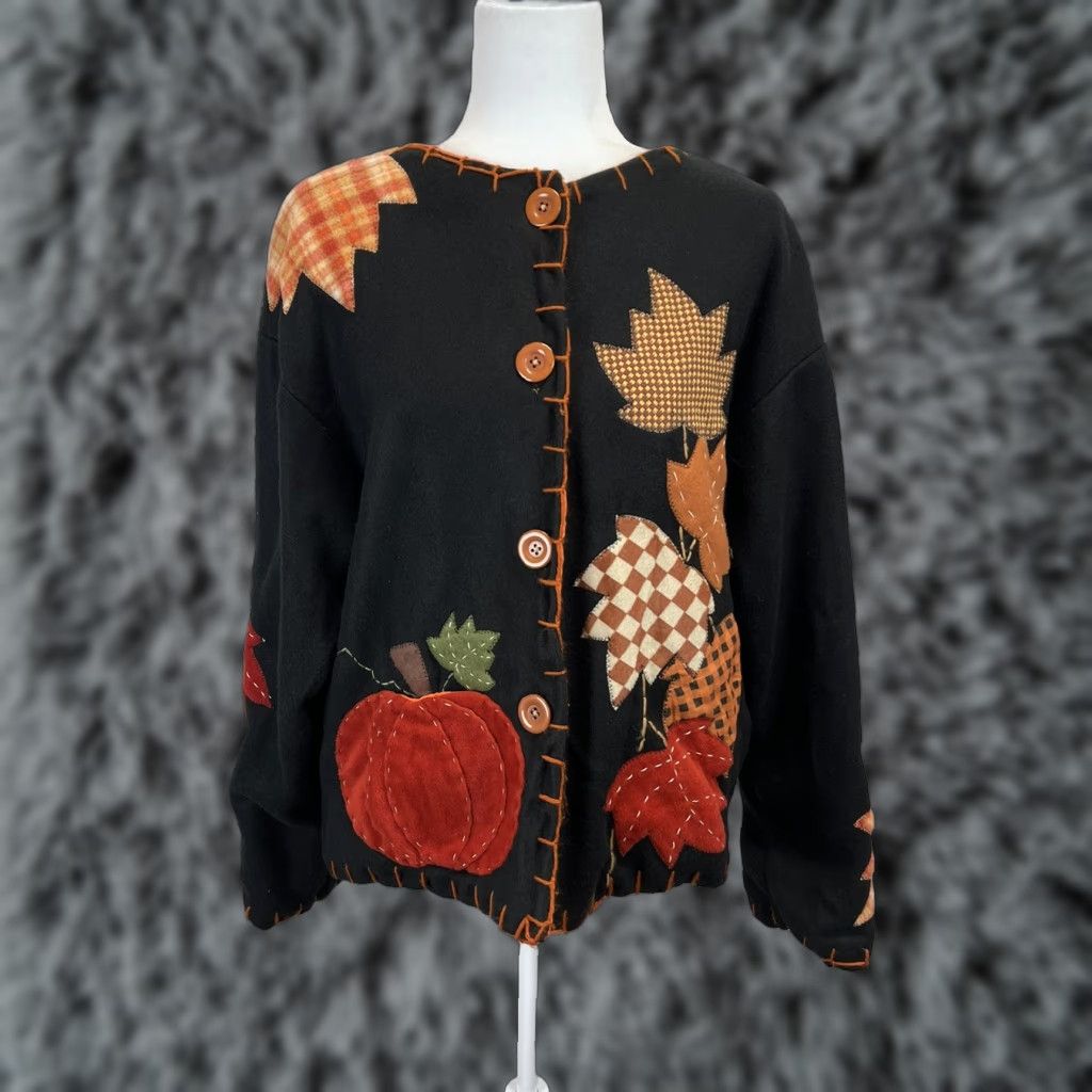 Vintage Womens Unbranded Fall Fleece Jacket One Size VGUC Pumpkins Autumn Size ONE SIZE - 1 Thumbnail