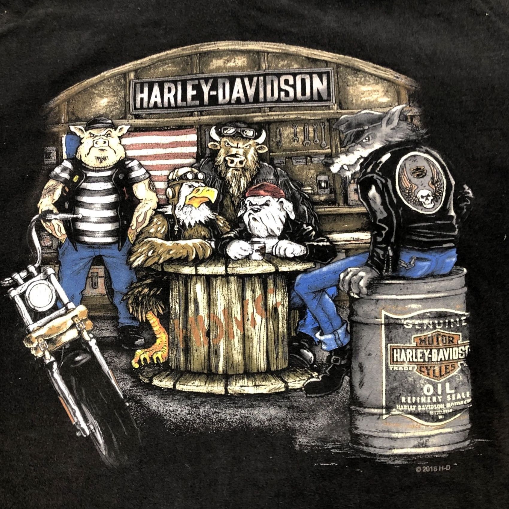 Harley Davidson VINTAGE Harley Davidson T-Shirt Men 3XL Black Frog Rider Bar 2 Sided Graphic Print crew neck short sleeve United States Harley Davidson Size US XXL / EU 58 / 5 - 5 Thumbnail