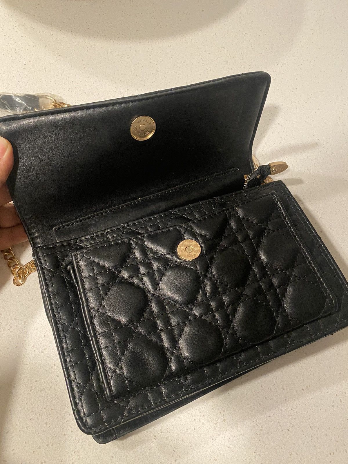 Other Designer Style Crossbody Bag - Black w/ Gold Woven Strap Size ONE SIZE - 5 Thumbnail