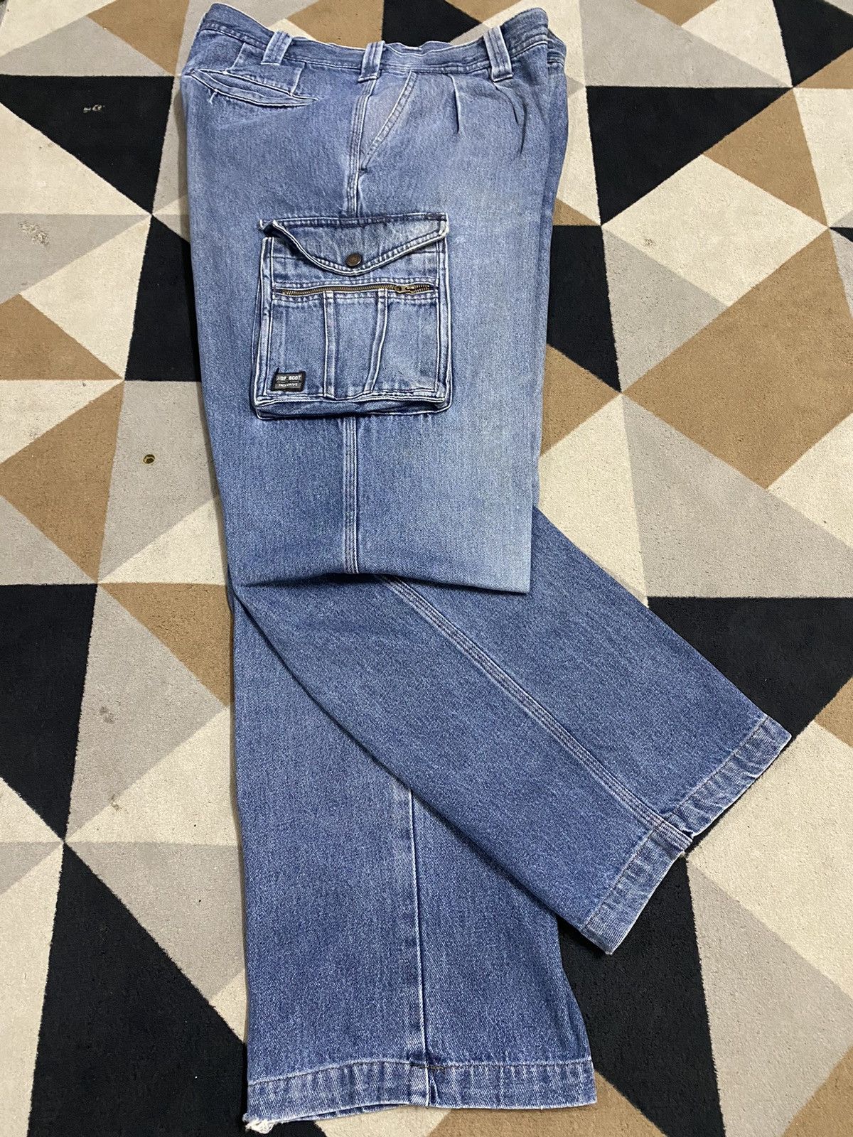 Hope Vintage Avant Garde Faded Wash Cargo Jeans Size US 34 / EU 50 - 6 Thumbnail