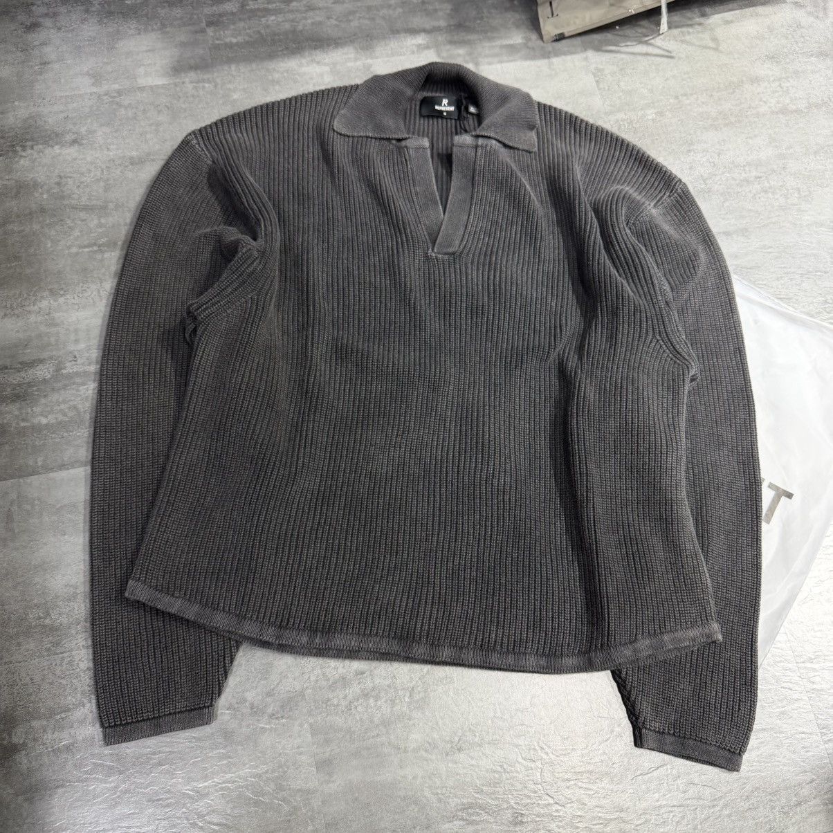 Represent Clo. Represent Ribbed Knit Oversized Polo - Washed Black Size US M / EU 48-50 / 2 - 1 Thumbnail
