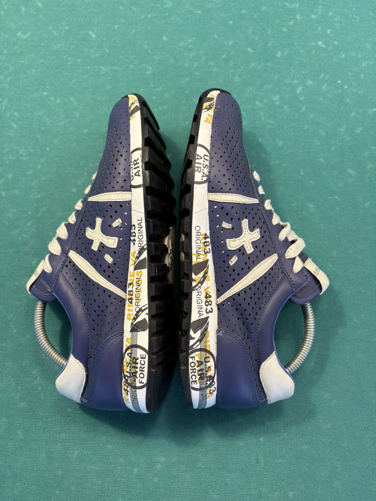 Premiata PREMIATA Lucy Lacer Men's Blue Perforated Leather Sneakers Size US 8 / EU 41 - 8 Thumbnail