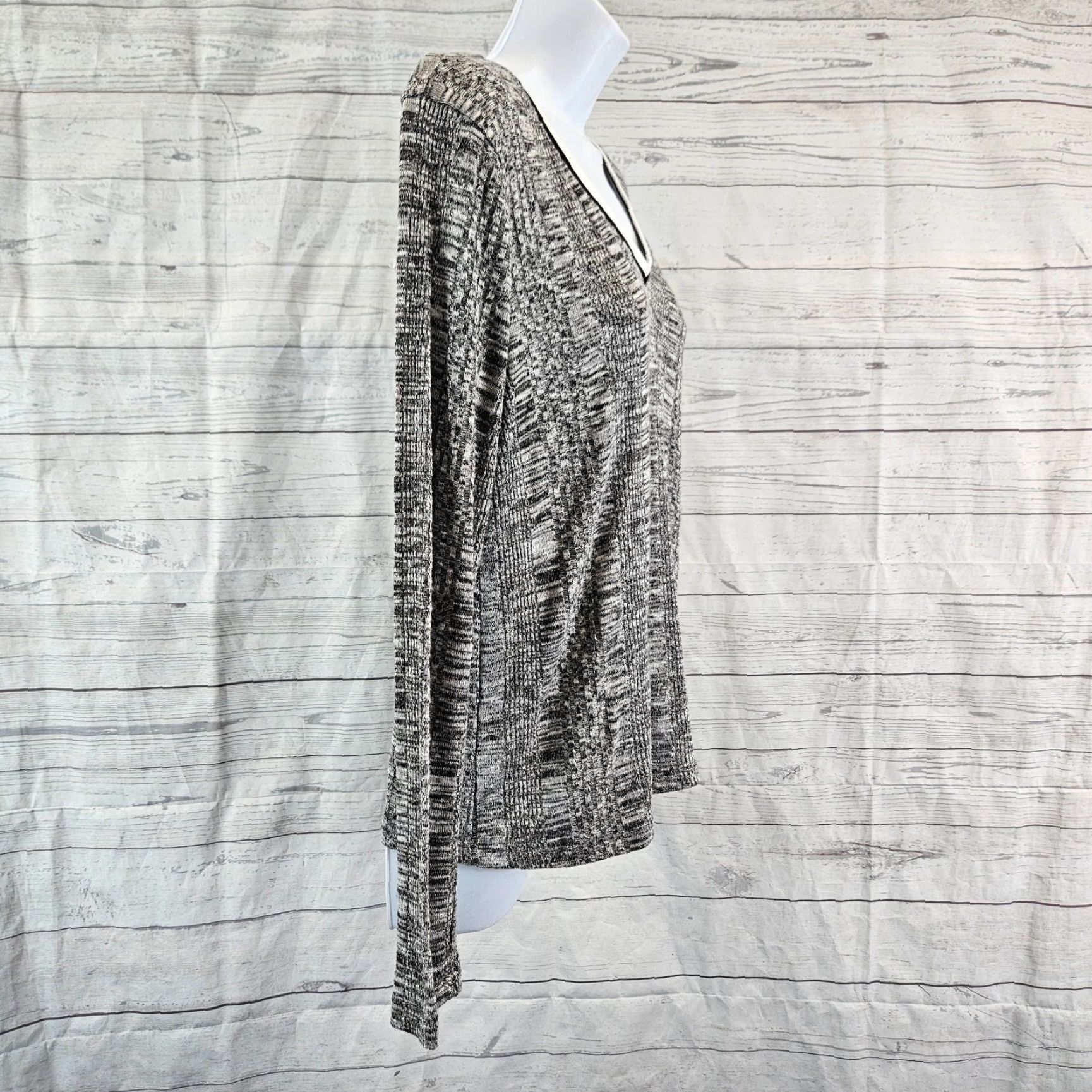 Vintage Purple Snow Knit Top Womens L Gray V-Neck Long Sleeve Blouse Size L / US 10 / IT 46 - 3 Thumbnail