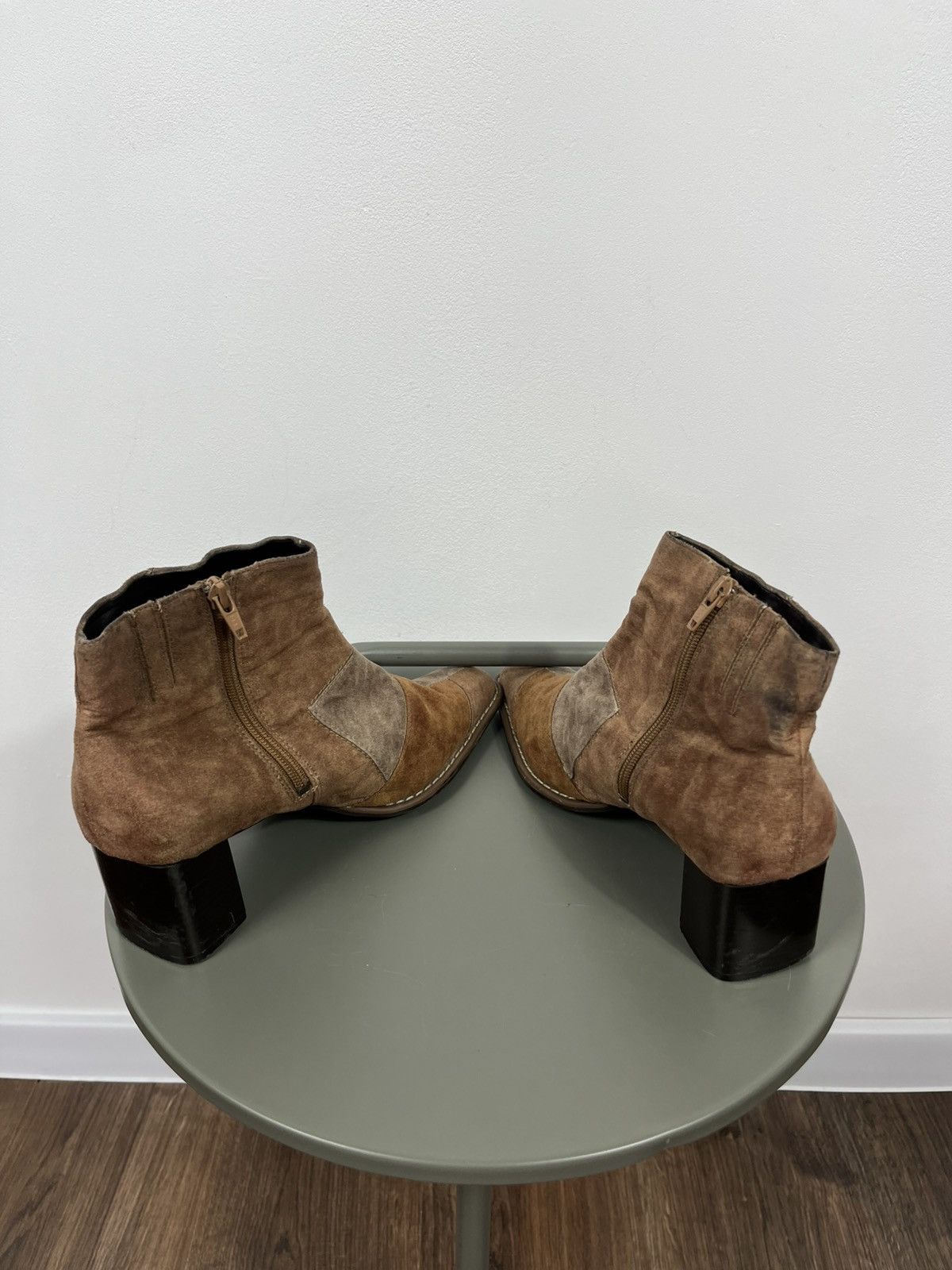 Other Patchwork Suede Ankle Boots EU 40 Block Heel Zip Square Toe Size US 9 / IT 39 - 6 Thumbnail