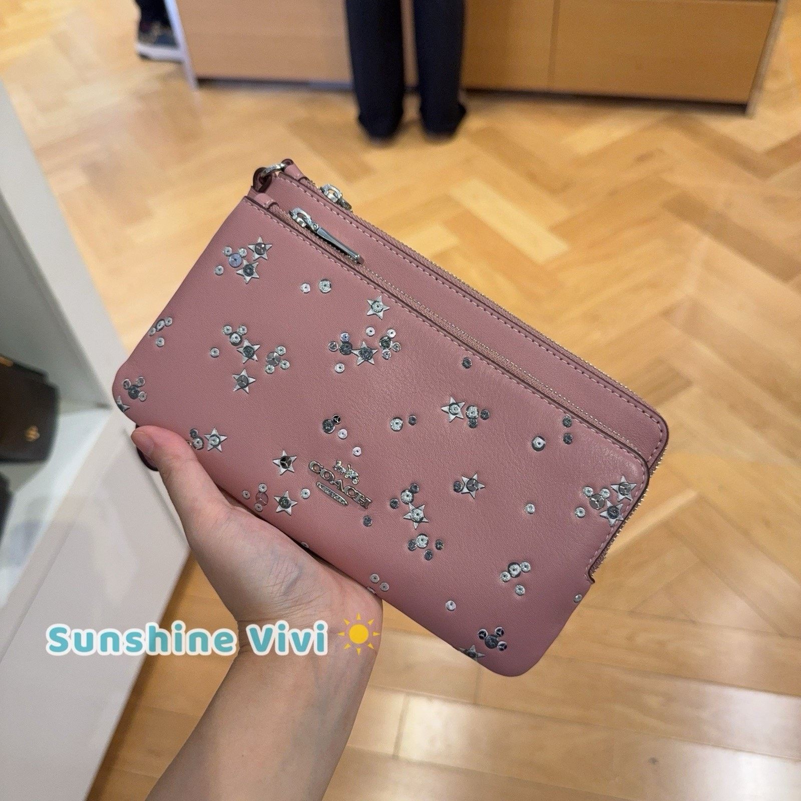 Coach NWT Coach Double Zip Wallet Star CCJ69 Silver /DUSTY PINK Size ONE SIZE - 1 Thumbnail