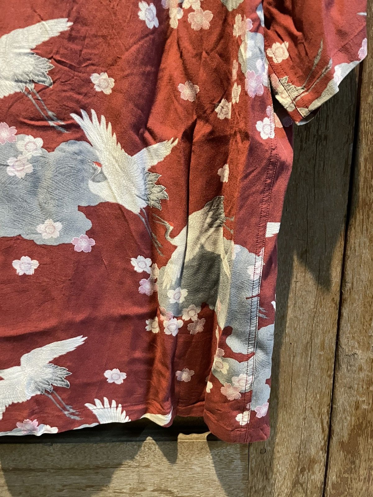 70s Rare Vintage Sukajan Bird 100% Rayon Button Shirt