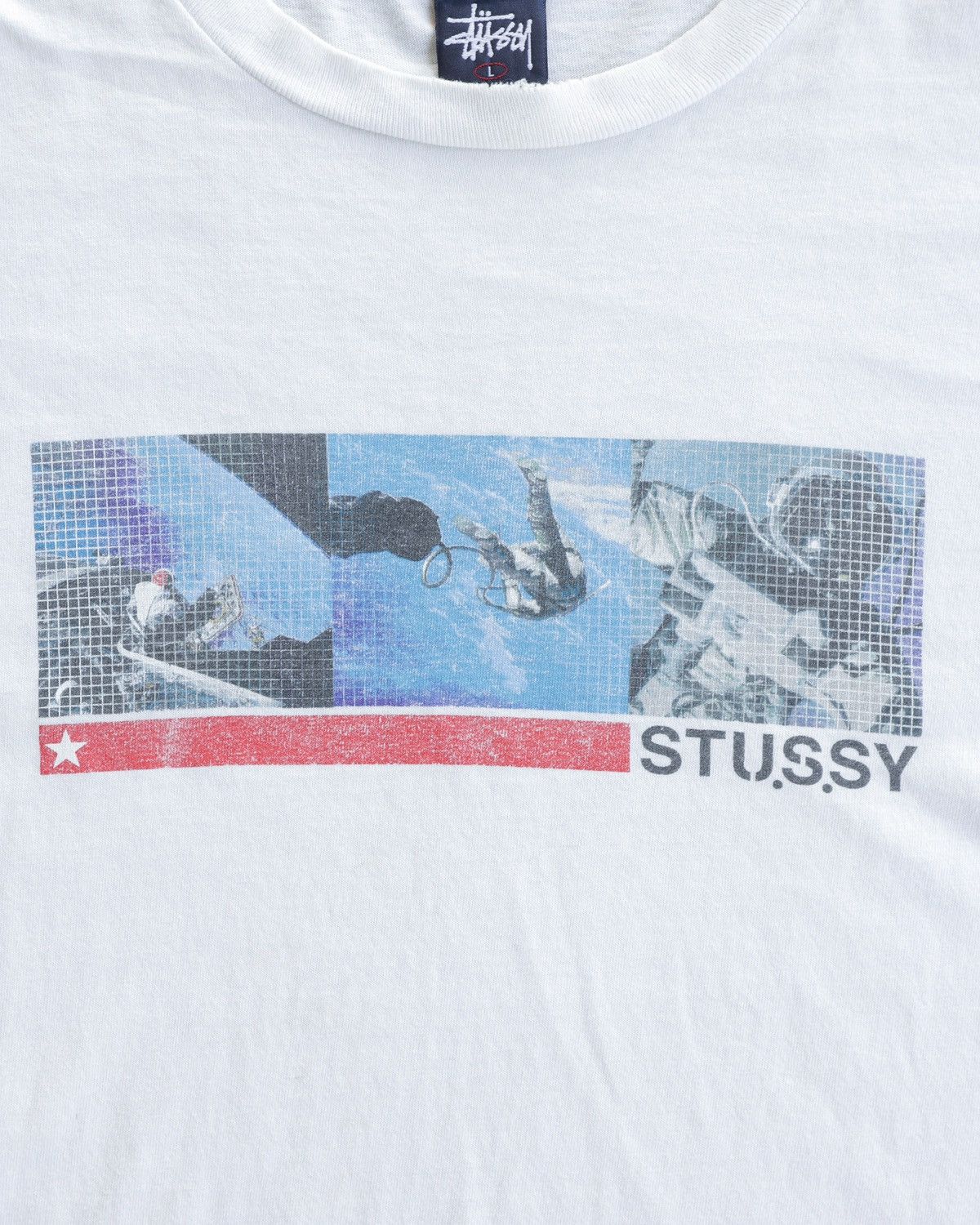 Stussy Vintage 90s Stussy Astronaut Space Box Logo Archive White Te Size US L / EU 52-54 / 3 - 3 Thumbnail