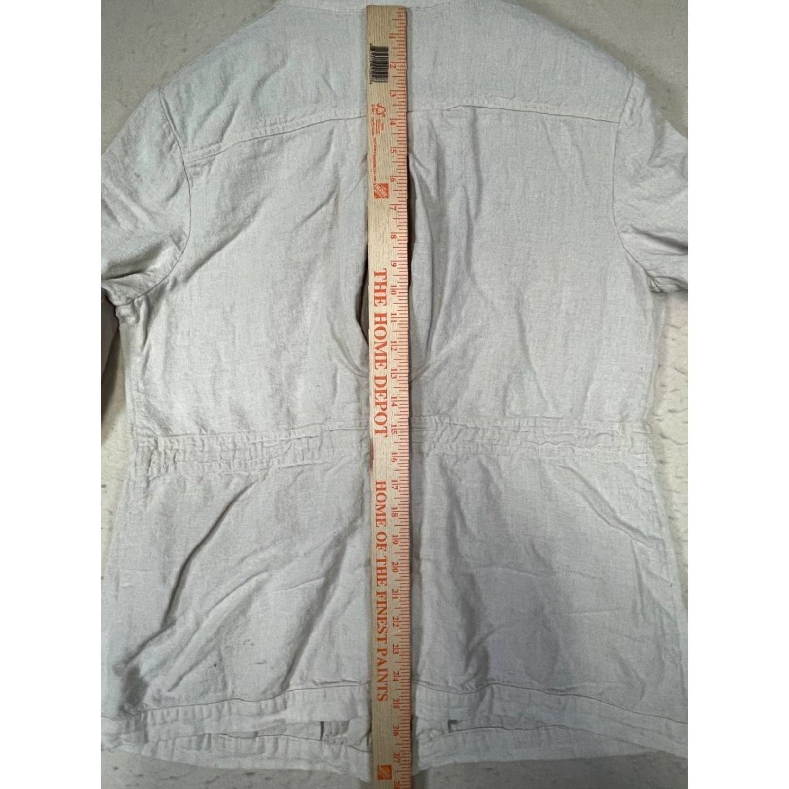 Vintage Marc New York Linen Blend Jacket Drawstring Women Beige XL Mid-Length Long Sleeve Zip Pocket 80s 90s Bohemian Classic Linen blazer Size XL / US 12-14 / IT 48-50 - 3 Thumbnail