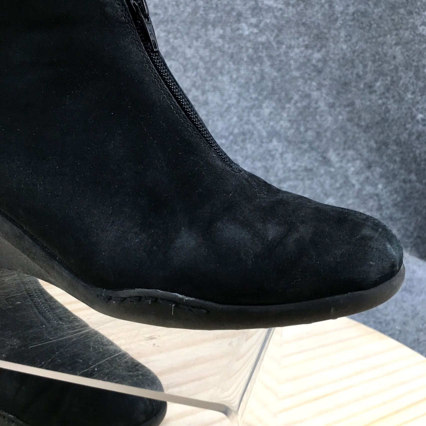 Vintage Aerosoles Torista Boots Womens 8 M Front Zip Wedge Ankle Bootie Black Suede Size US 8 / IT 38 - 5 Thumbnail