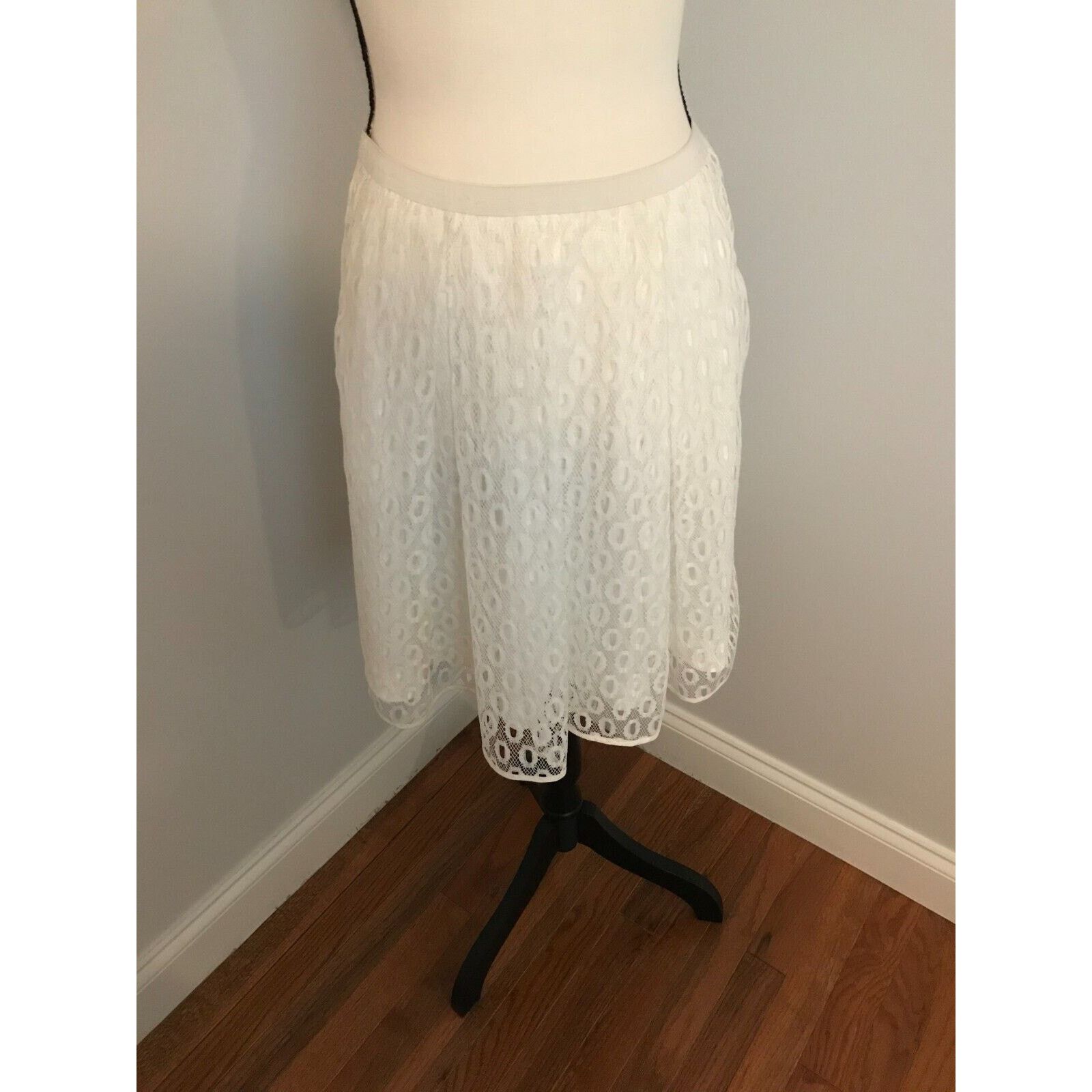 Anthropologie Anthropologie Maeve Lace White Overlay Skirt with Pockets Size 25" / US 0 / IT 36 - 1 Thumbnail