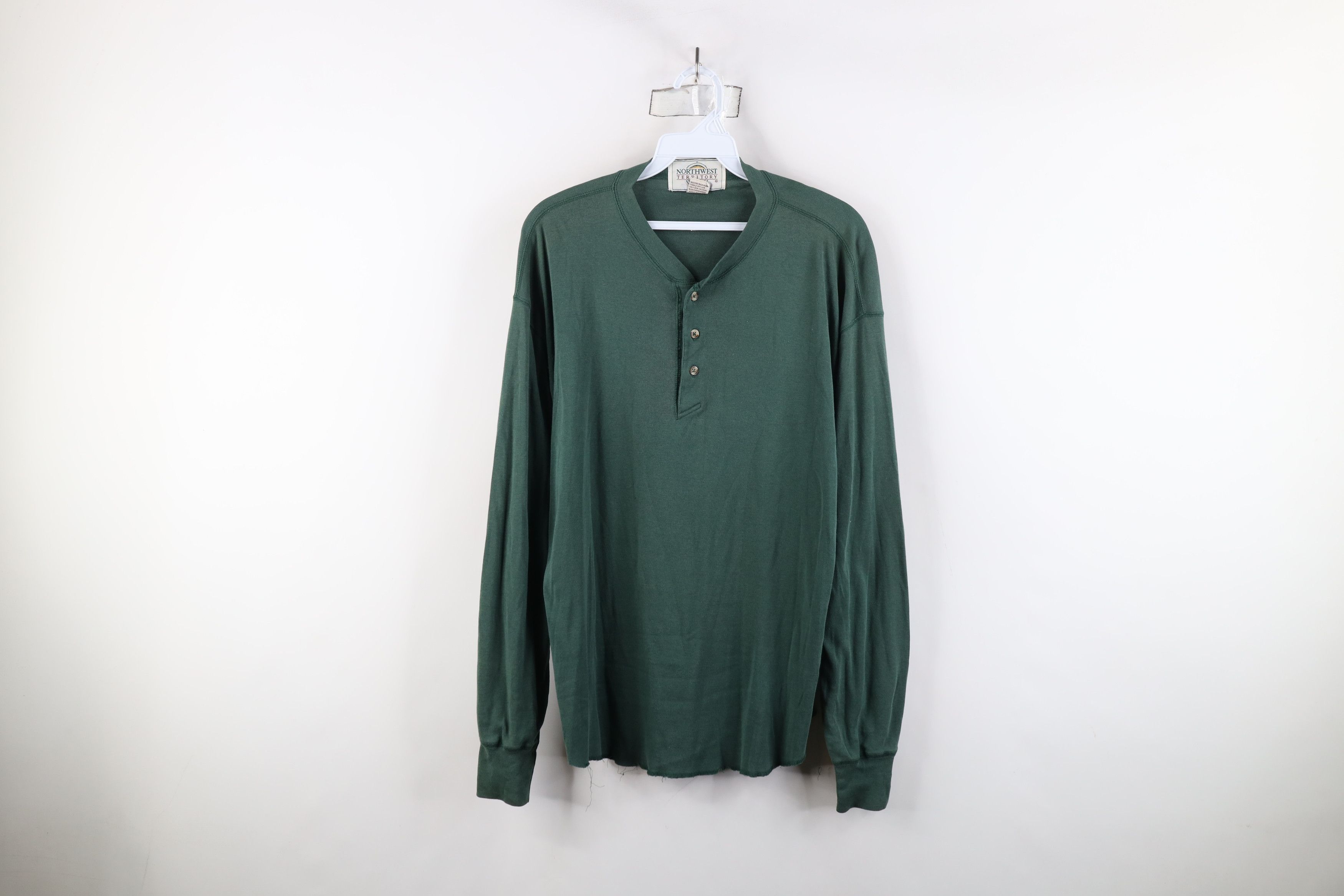 Vintage Vintage 90s Streetwear Thin Long Sleeve Henley T-Shirt Green Size US XL / EU 56 / 4 - 1 Thumbnail