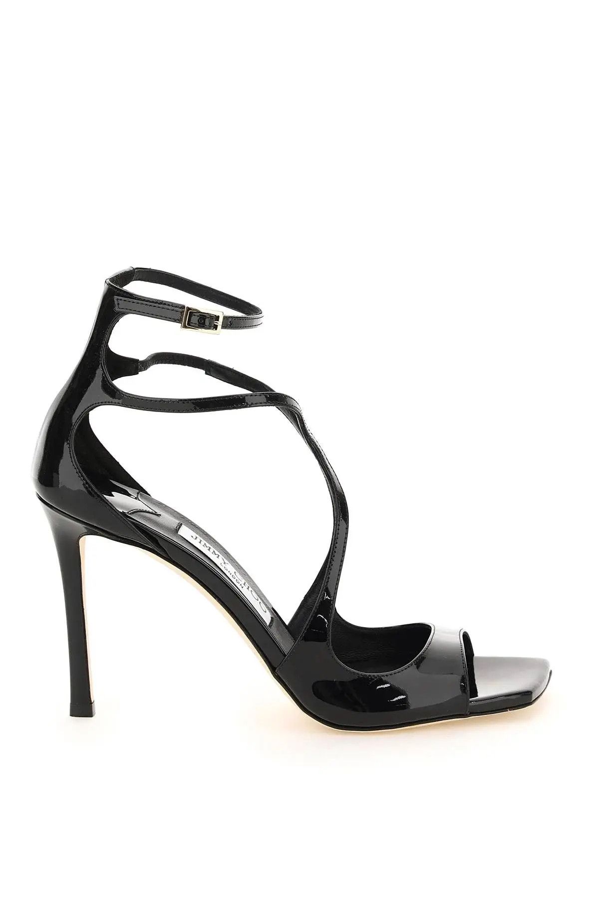 image of Jimmy Choo O1S22I1N1223 Patent Leather Azia 95 Sandals In Black, Women's (Size 11)