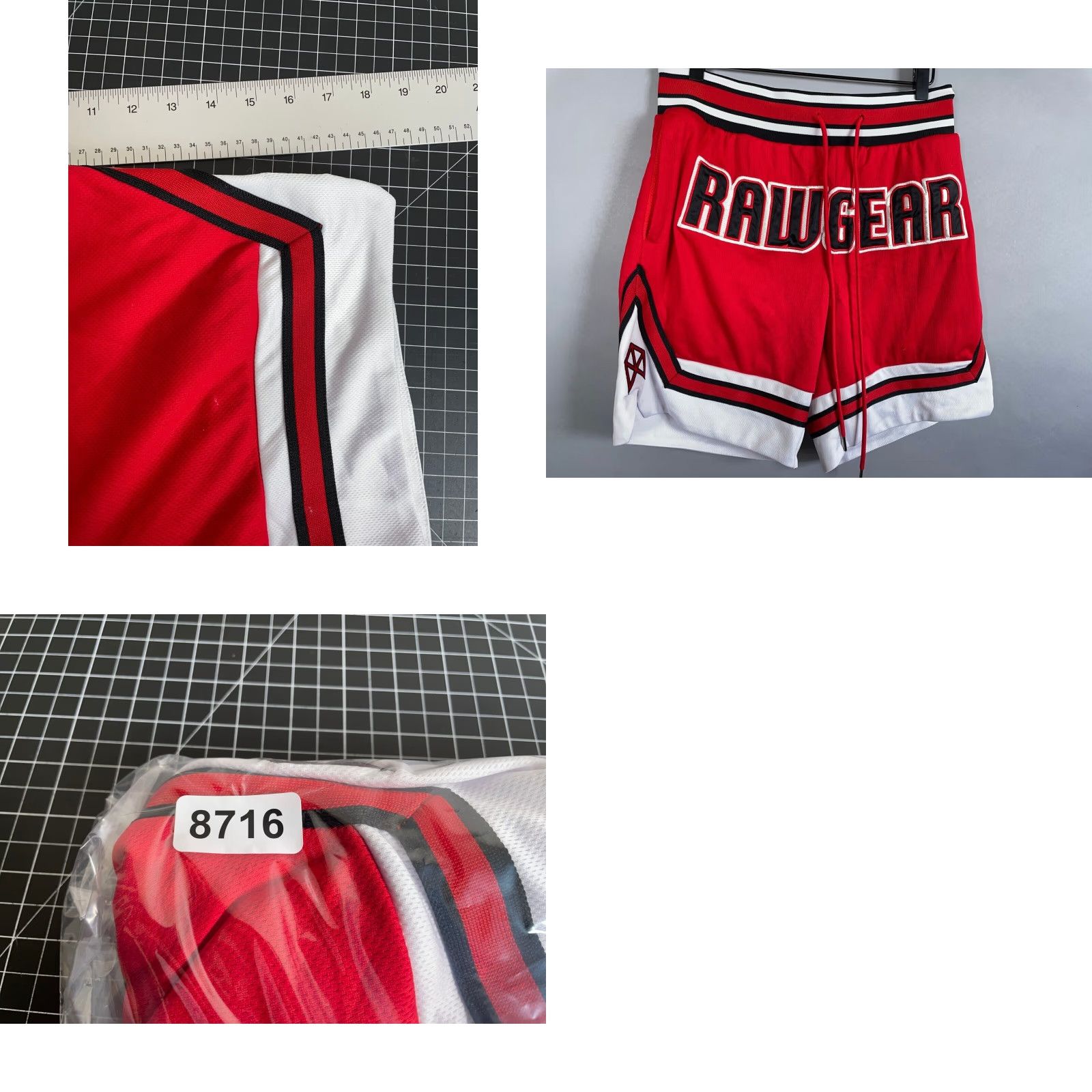 Vintage Raw Gear Embroidered Drawstring Shorts Men's Medium Red Black 7" Inseam RawGear Size US 30 / EU 46 - 8 Thumbnail