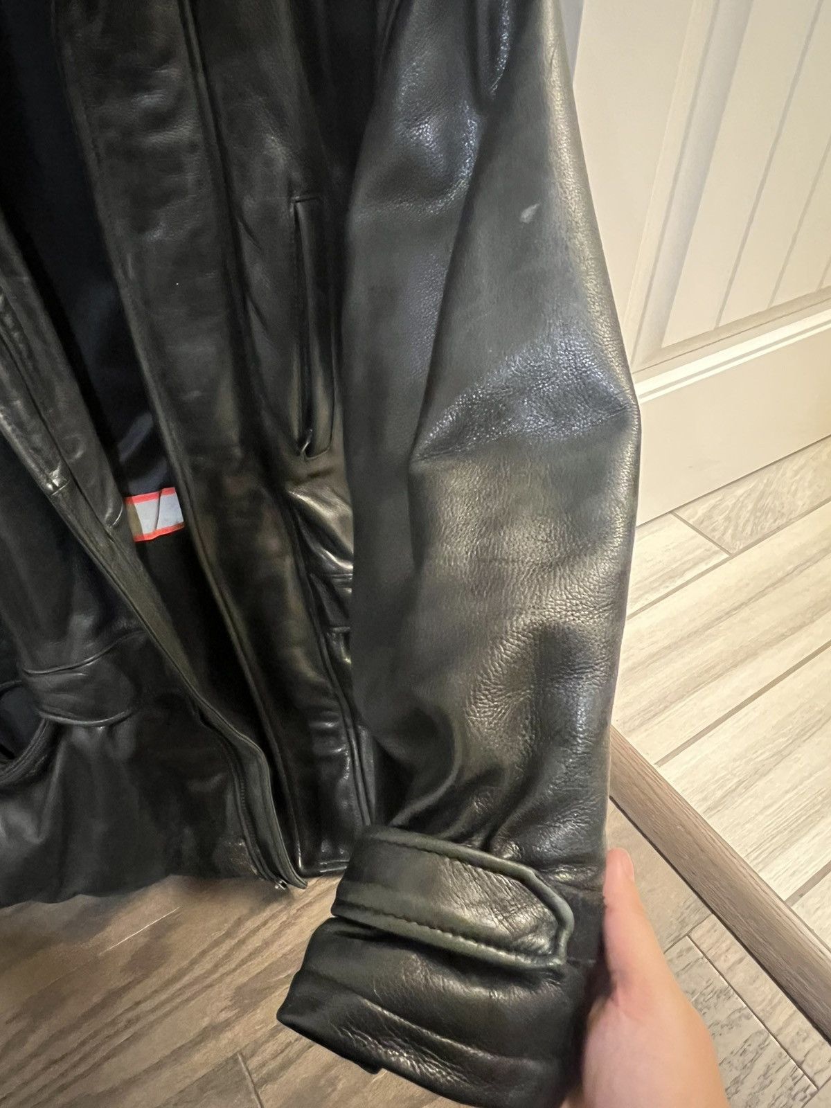 Andrew Marc Vintage 90s Andrew Marc Black Cowhide Leather Trench Coat Size US L / EU 52-54 / 3 - 7 Thumbnail