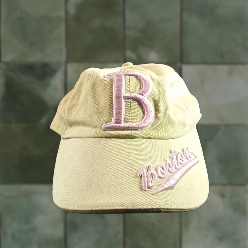 Spell VINTAGE Boston Hat Cap Strap Back Adjustable Womens Green Pink Logo Spell Out Script Size ONE SIZE - 1 Thumbnail