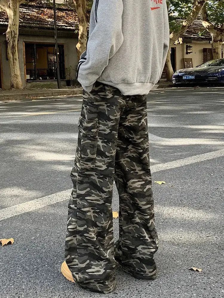 Japanese Brand Retro loose wide leg camouflage micro flared jeans Size US 32 / EU 48 - 5 Thumbnail