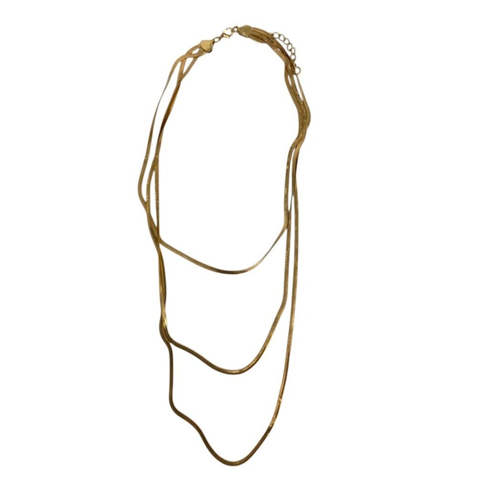 Other Triple Strand Gold Tone Layered Herringbone Necklace Size ONE SIZE - 4 Thumbnail