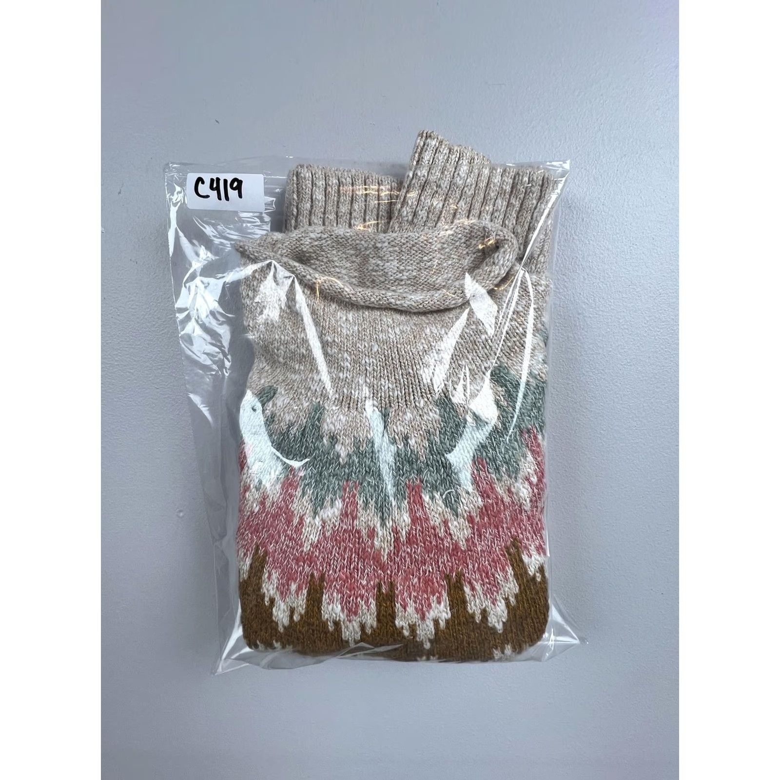 Vintage L.L. Bean Sweater Womens Medium Beige Turtleneck Fair Isle Knit Pullover Winter Size M / US 6-8 / IT 42-44 - 6 Thumbnail