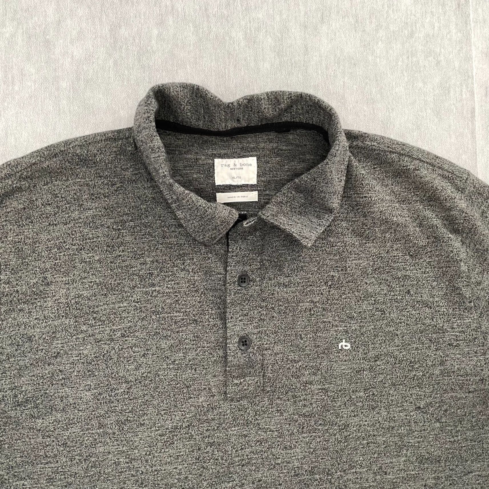 Rag & Bone Rag & Bone Shirt Polo Adult XL Short Sleeve Cotton Blend Mens Logo Button Knit Color Gray Size US XL / EU 56 / 4 - 3 Thumbnail