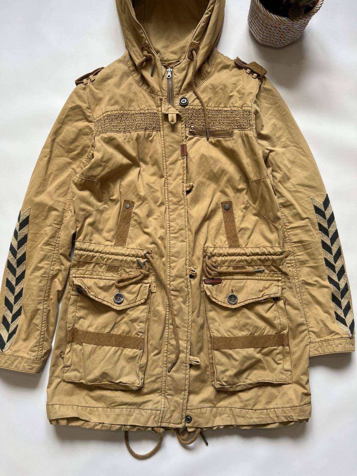khujo Khujo Beige Brown Military Multipocket Jacket Size US M / EU 48-50 / 2 - 2 Thumbnail