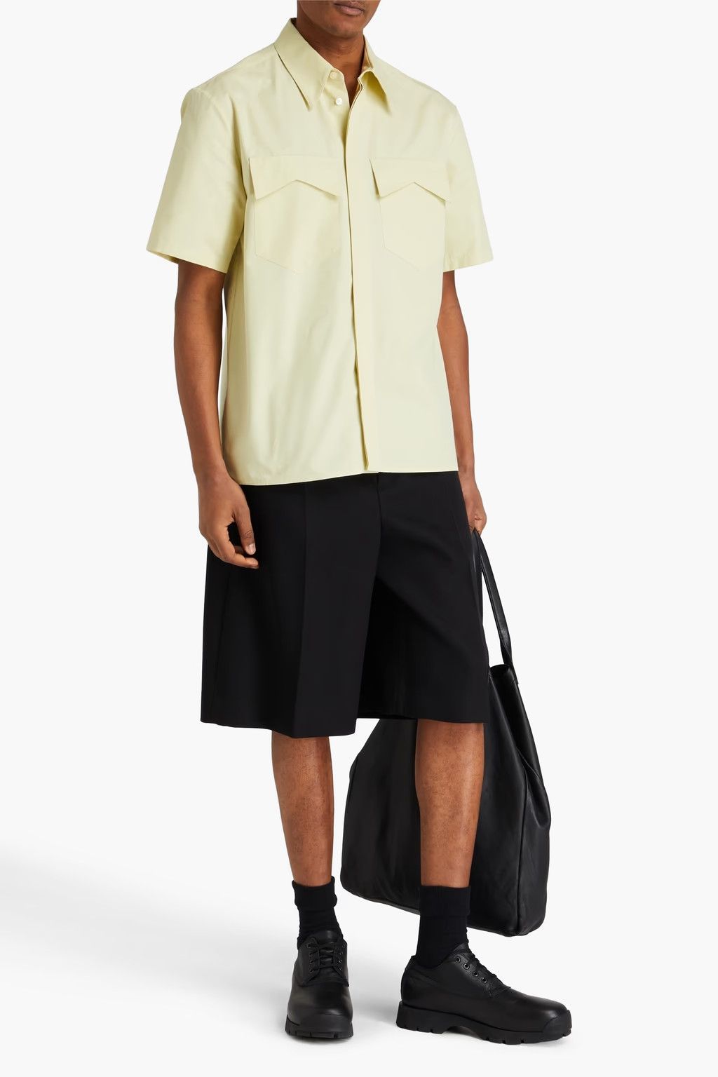 Jil Sander o1y1124 Short Sleeves Cotton Poplin Shirt in Pastel Yellow Size US S / EU 44-46 / 1 - 2 Thumbnail