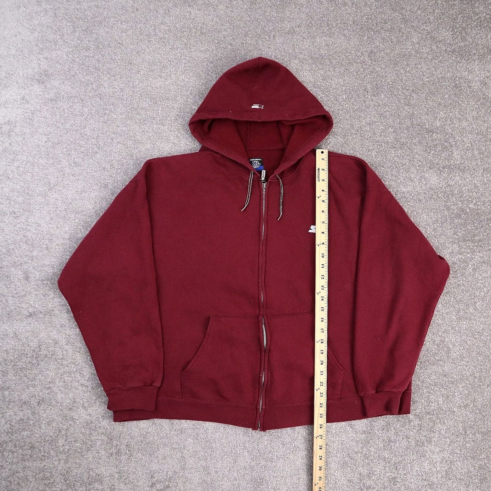 Starter VINTAGE Starter Red Long Sleeve Full Zip Hooded Drawstring Jacket XL Mens 90s Sports Hoodie Size US XL / EU 56 / 4 - 3 Thumbnail