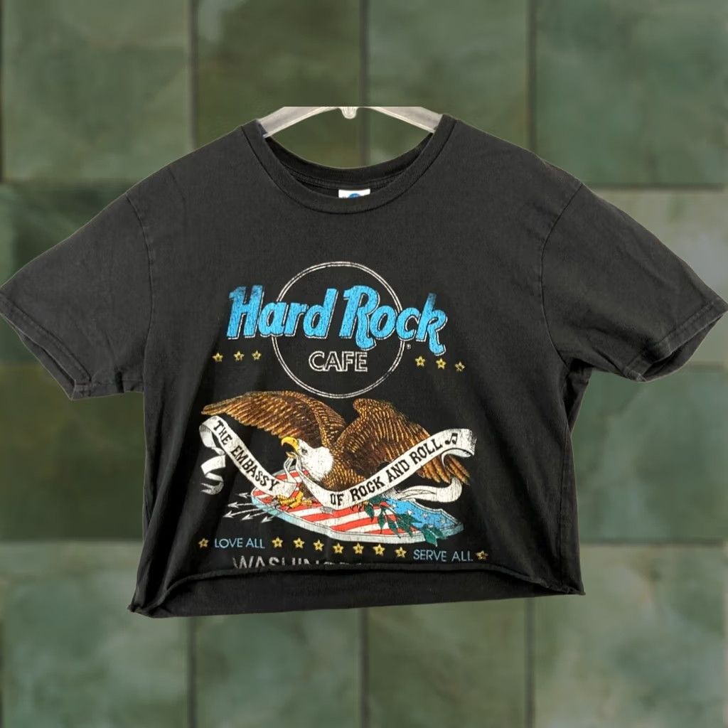 Hard Rock Cafe Hard Rock Cafe Womens Cropped TShirt L Black Graphic Print 90s Vintage N/A Size L / US 10 / IT 46 - 1 Thumbnail