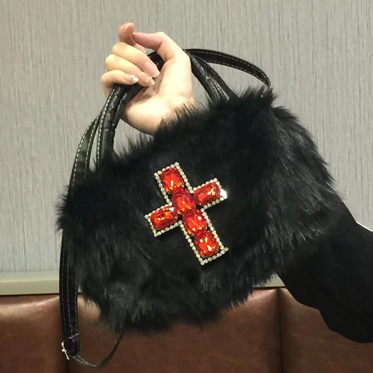 Other Gothic Punk Soft Black Cross Women’s Handbag Size ONE SIZE - 3 Thumbnail
