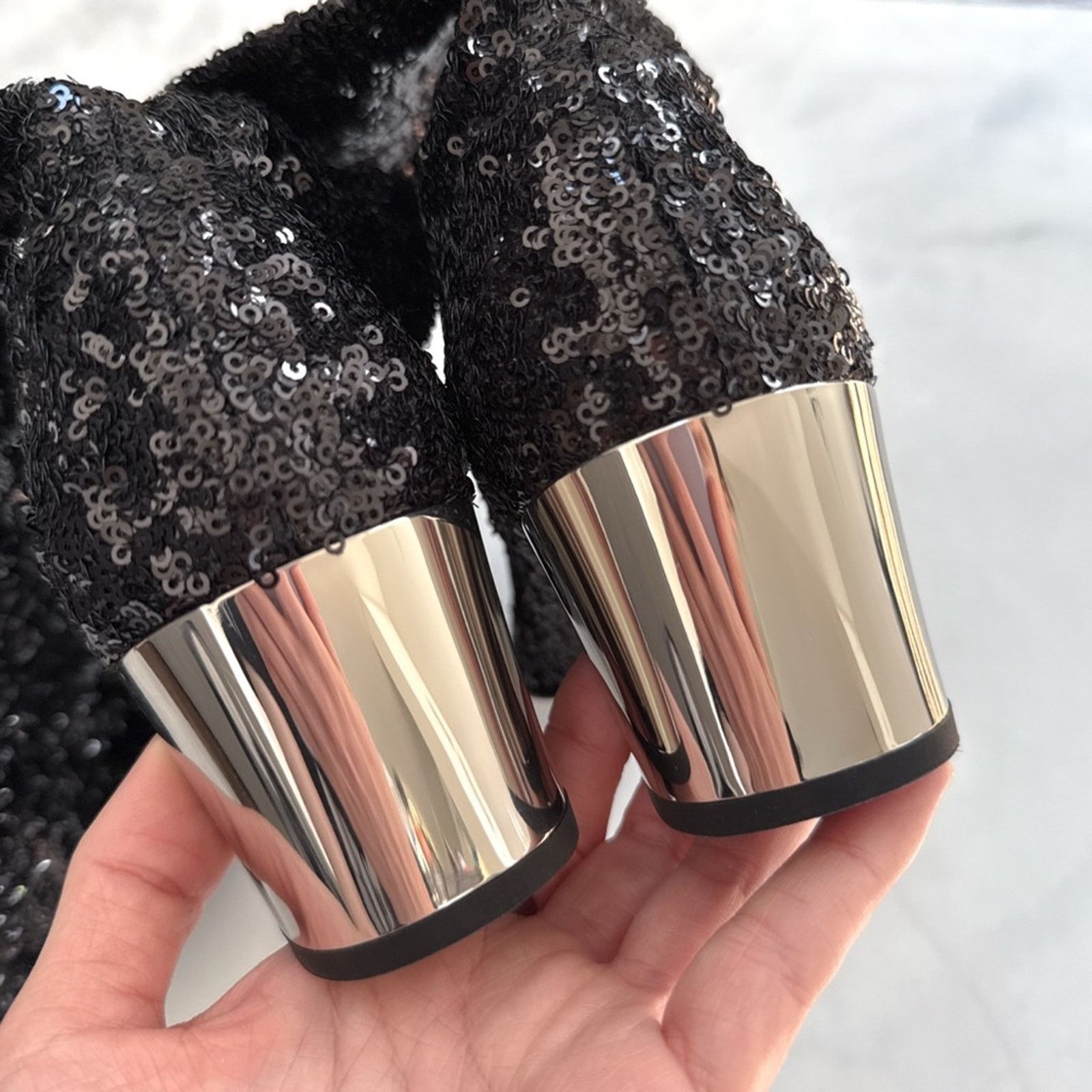 Roger Vivier NEW Roger Vivier Sequin OTK Over the Knee Boots Black 35 Size US 5 / IT 35 - 7 Thumbnail
