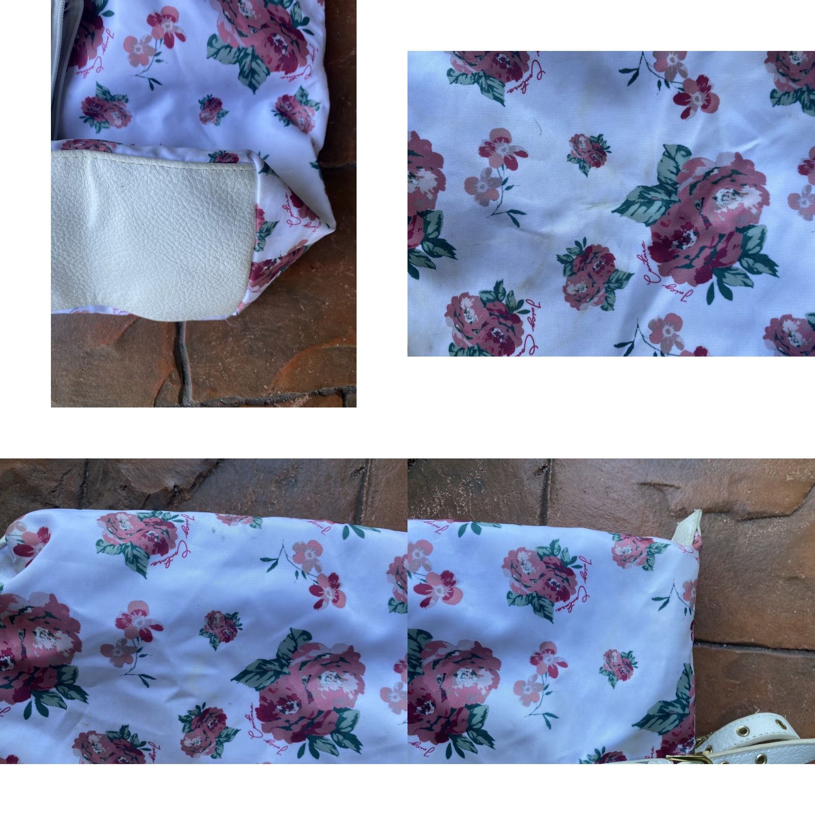 Juicy Couture VINTAGE Juicy Couture Roses Floral Tote Bag Shoulder Handbag Womens Medium Pink Floral Pattern Zip Lining Nylon Leather Handle Size ONE SIZE - 9 Thumbnail